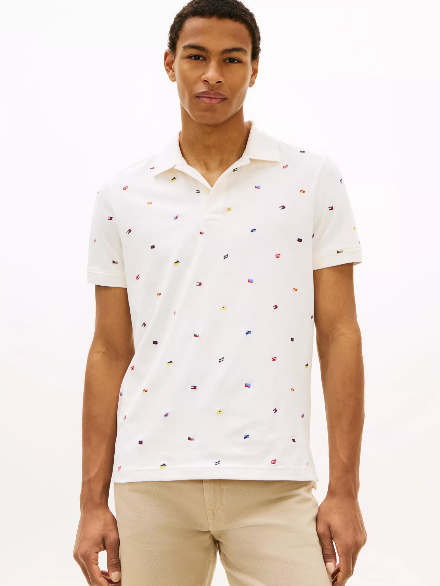 Regular Fit Allover Flag Pique Polo by TOMMY HILFIGER