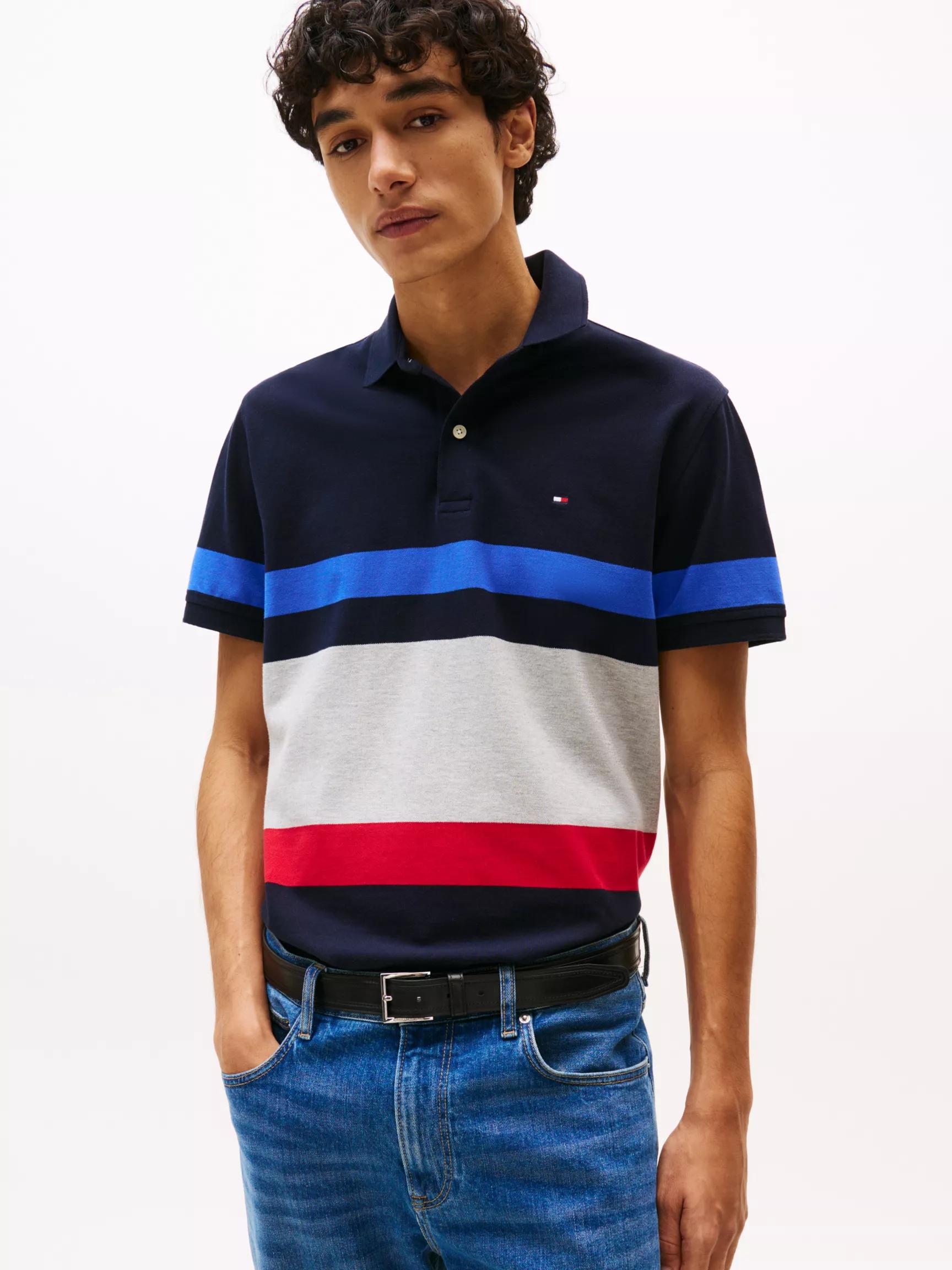 Regular Fit Block Stripe Polo by TOMMY HILFIGER