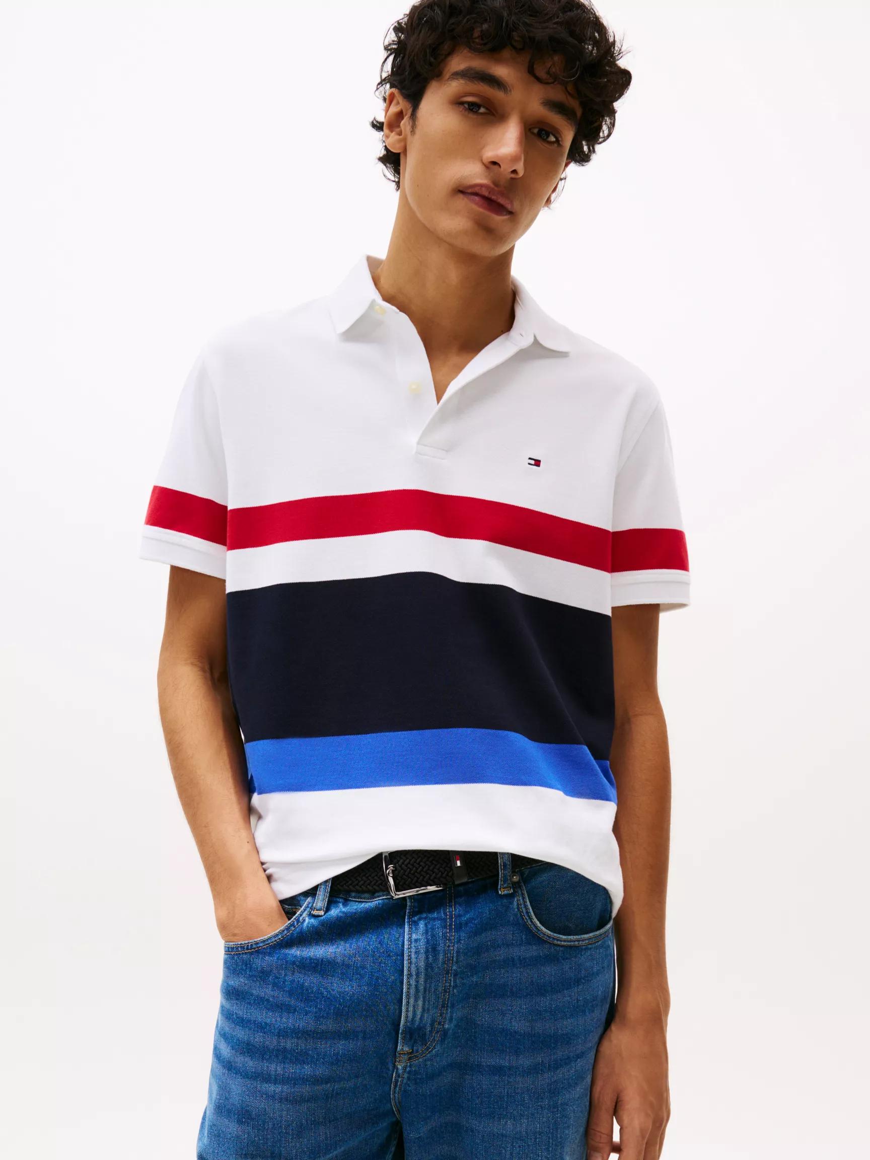 Regular Fit Block Stripe Polo by TOMMY HILFIGER