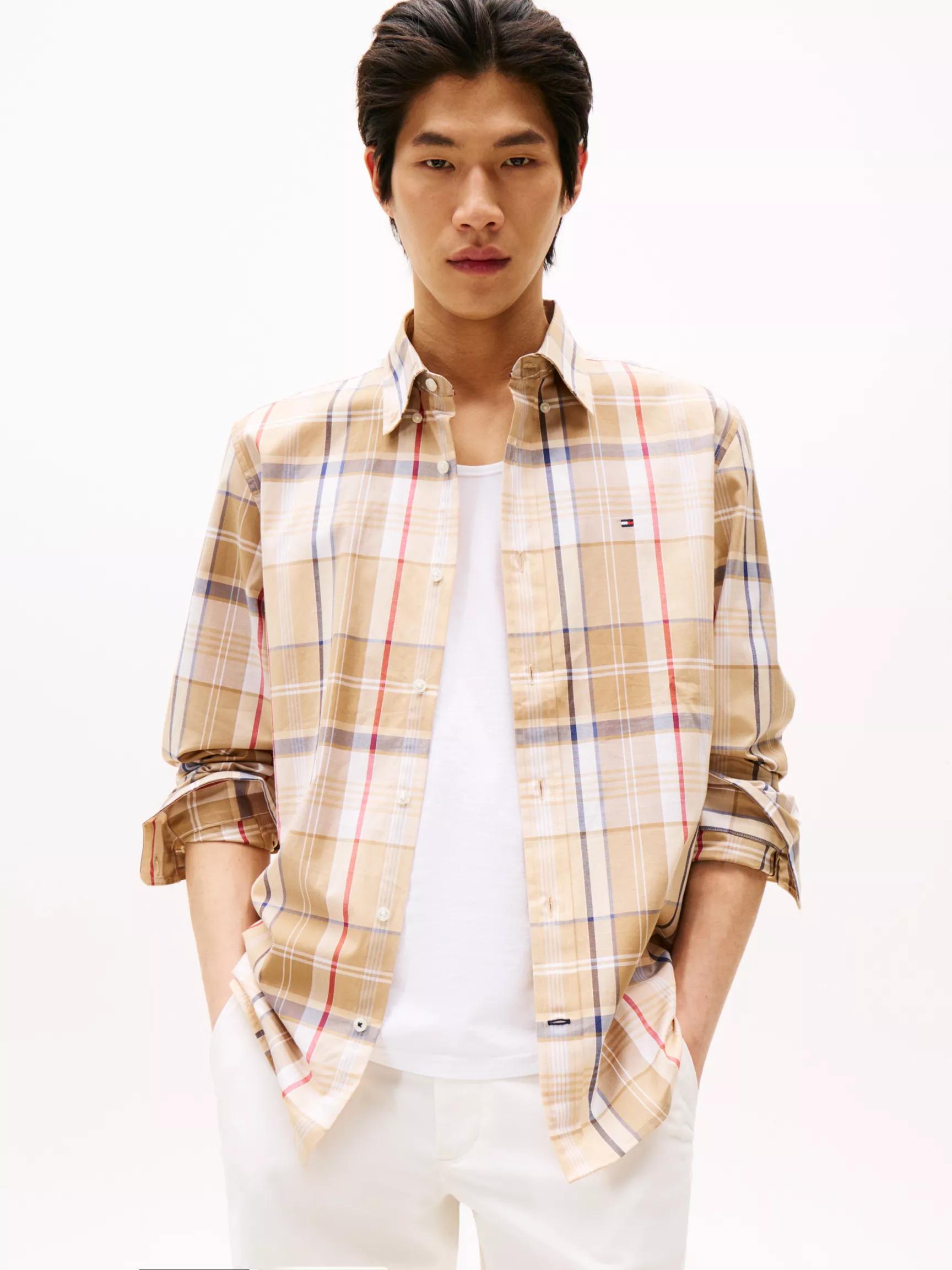 Regular Fit Colorblock Plaid Poplin Shirt by TOMMY HILFIGER