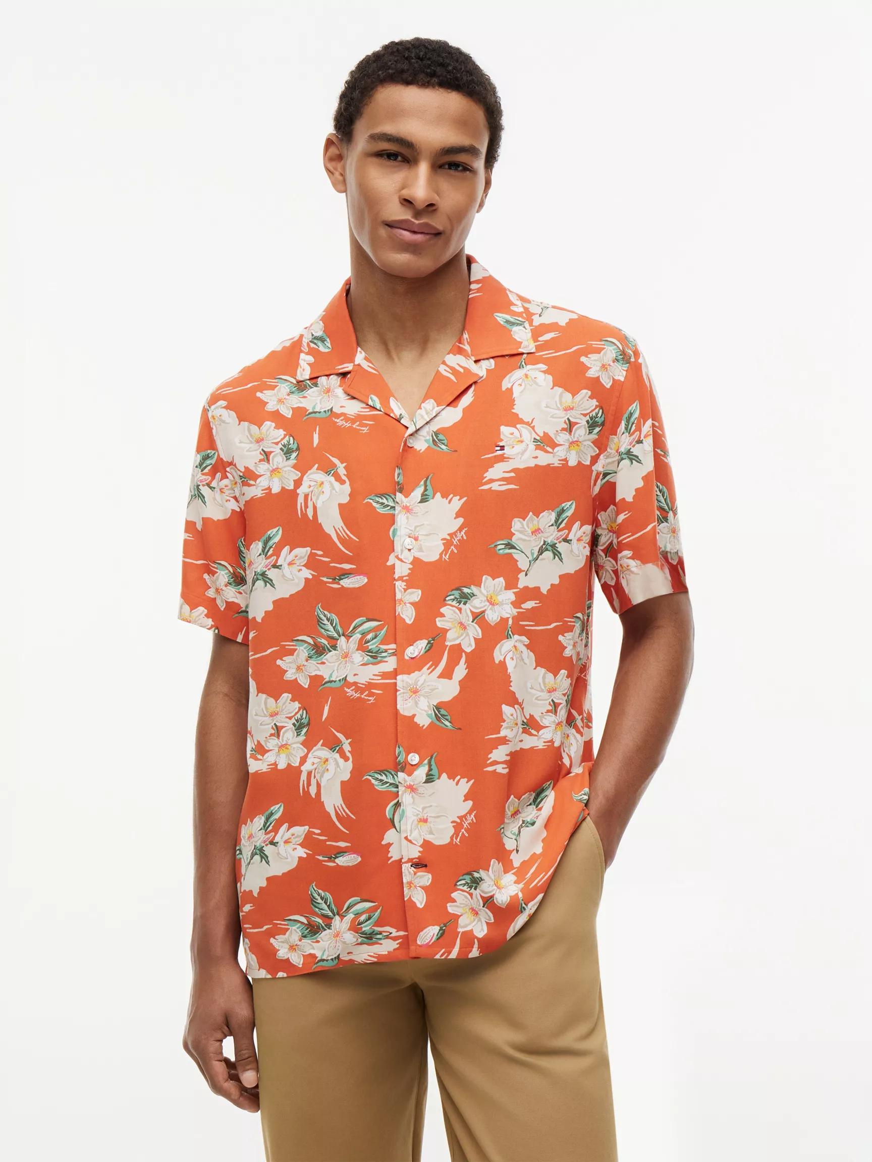 Regular Fit Floral Linen-Blend Camp Shirt by TOMMY HILFIGER