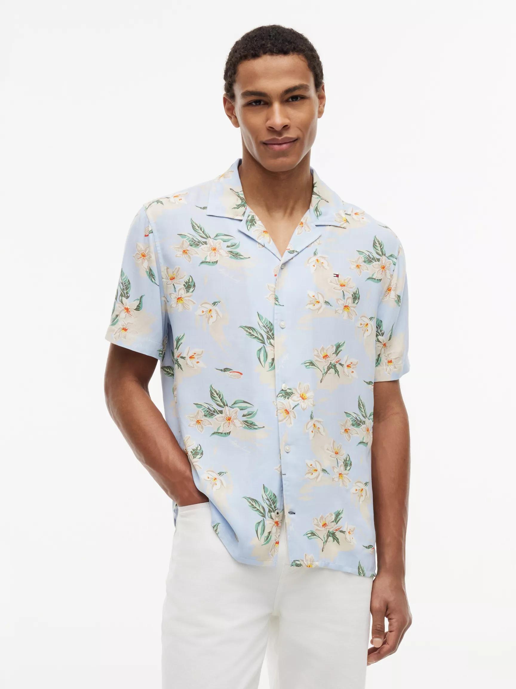 Regular Fit Floral Linen-Blend Camp Shirt by TOMMY HILFIGER