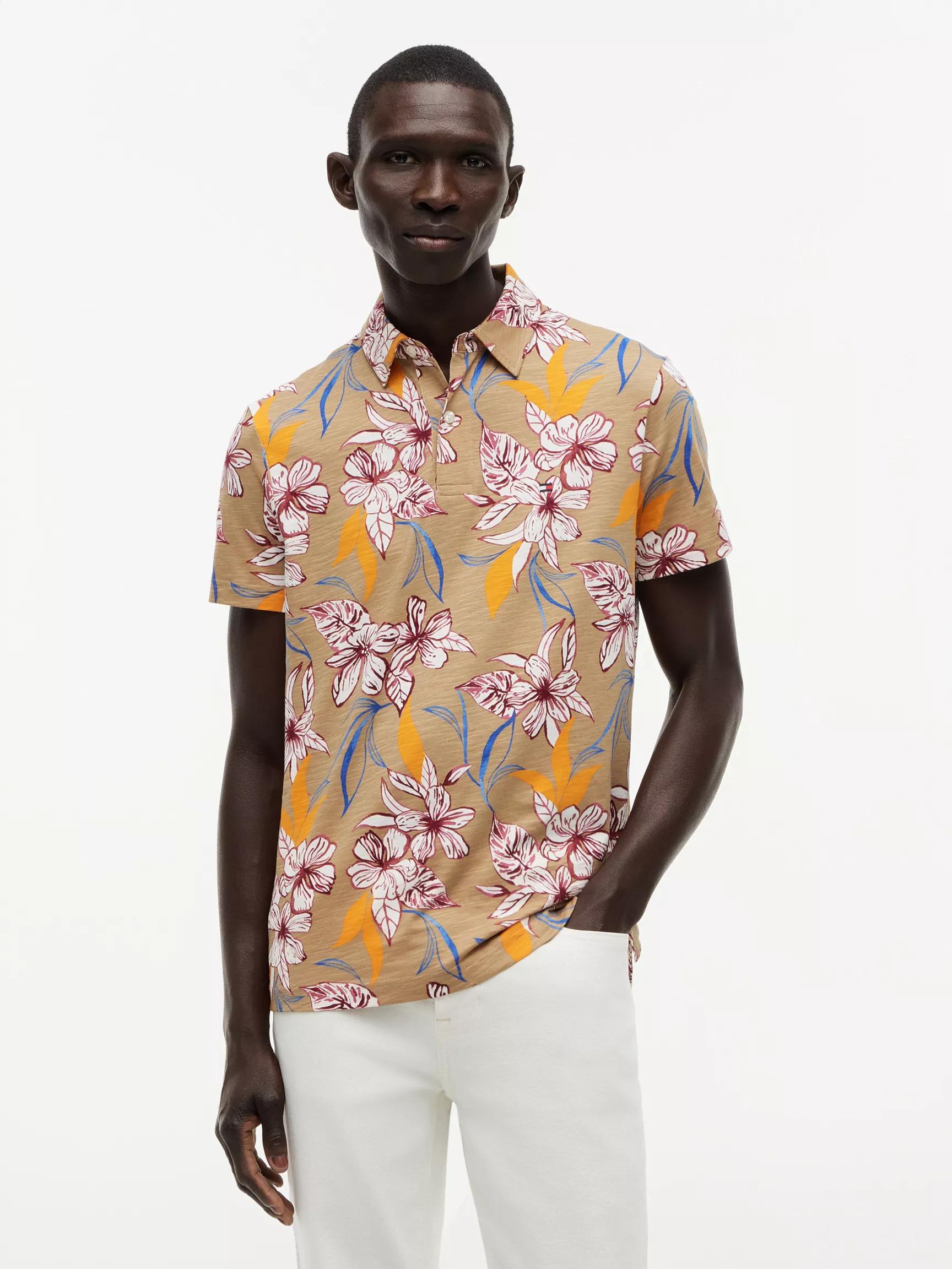 Regular Fit Floral Print Jersey Polo by TOMMY HILFIGER