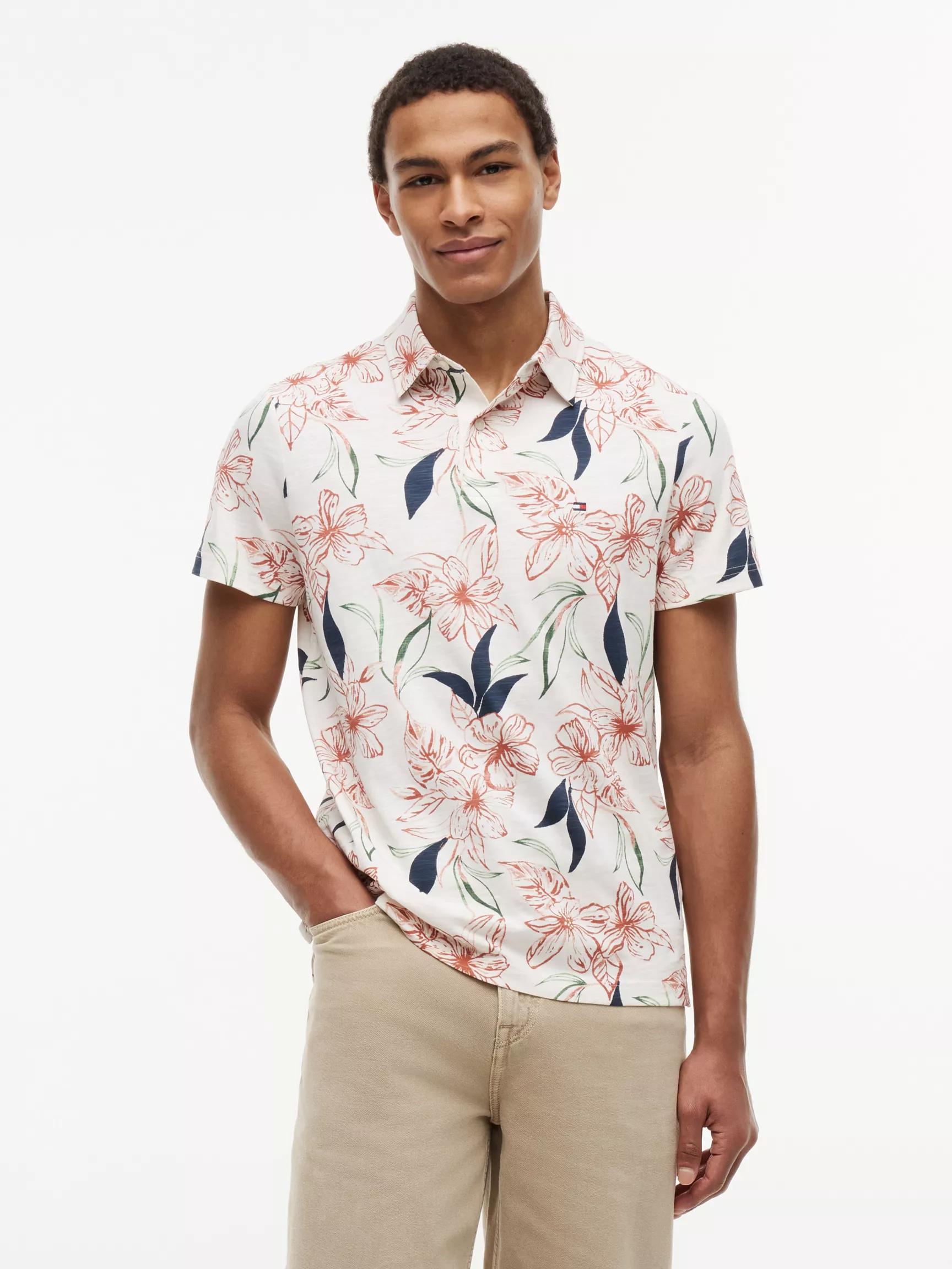 Regular Fit Floral Print Jersey Polo by TOMMY HILFIGER