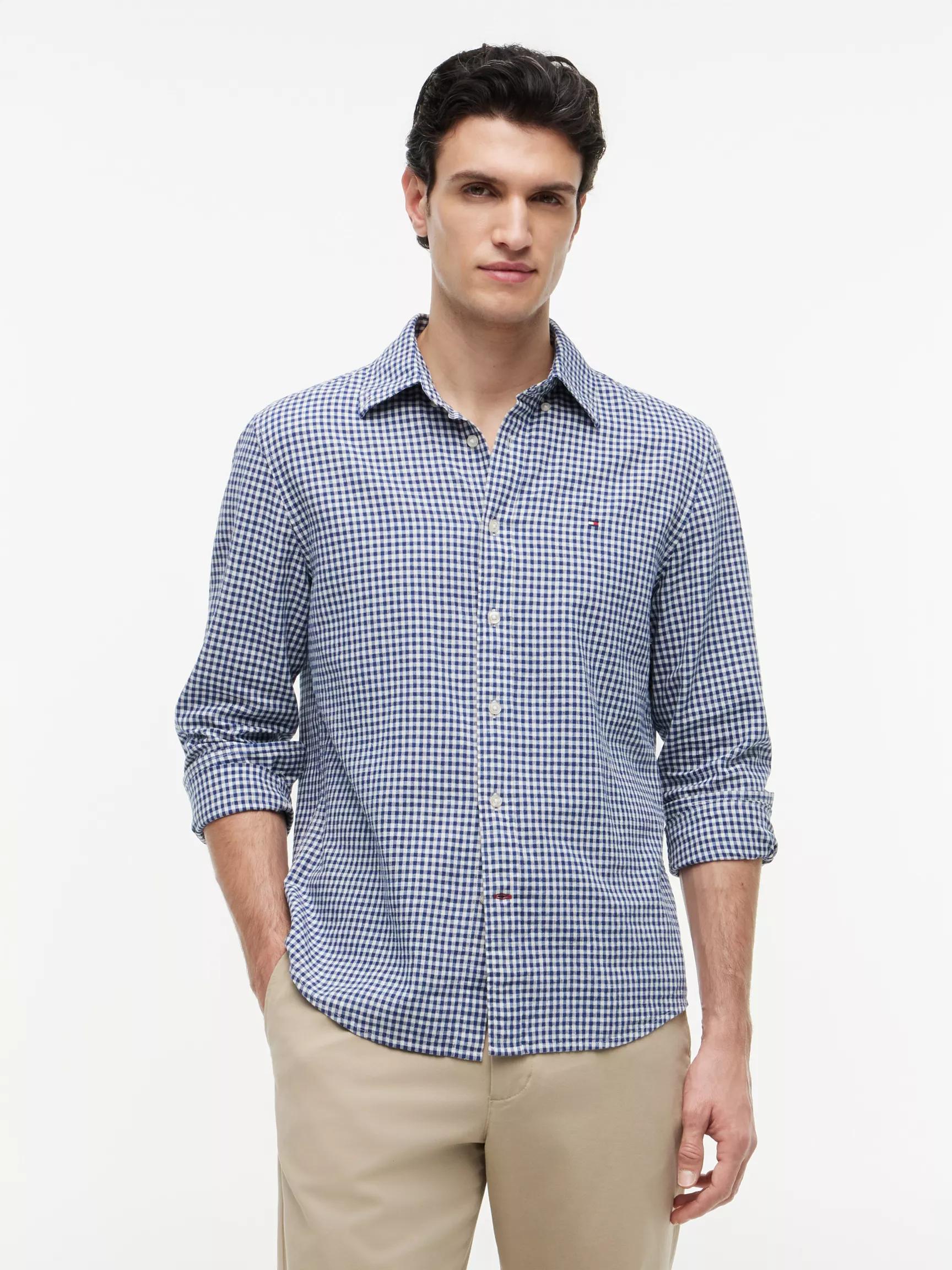 Regular Fit Gingham Linen-Blend Shirt by TOMMY HILFIGER