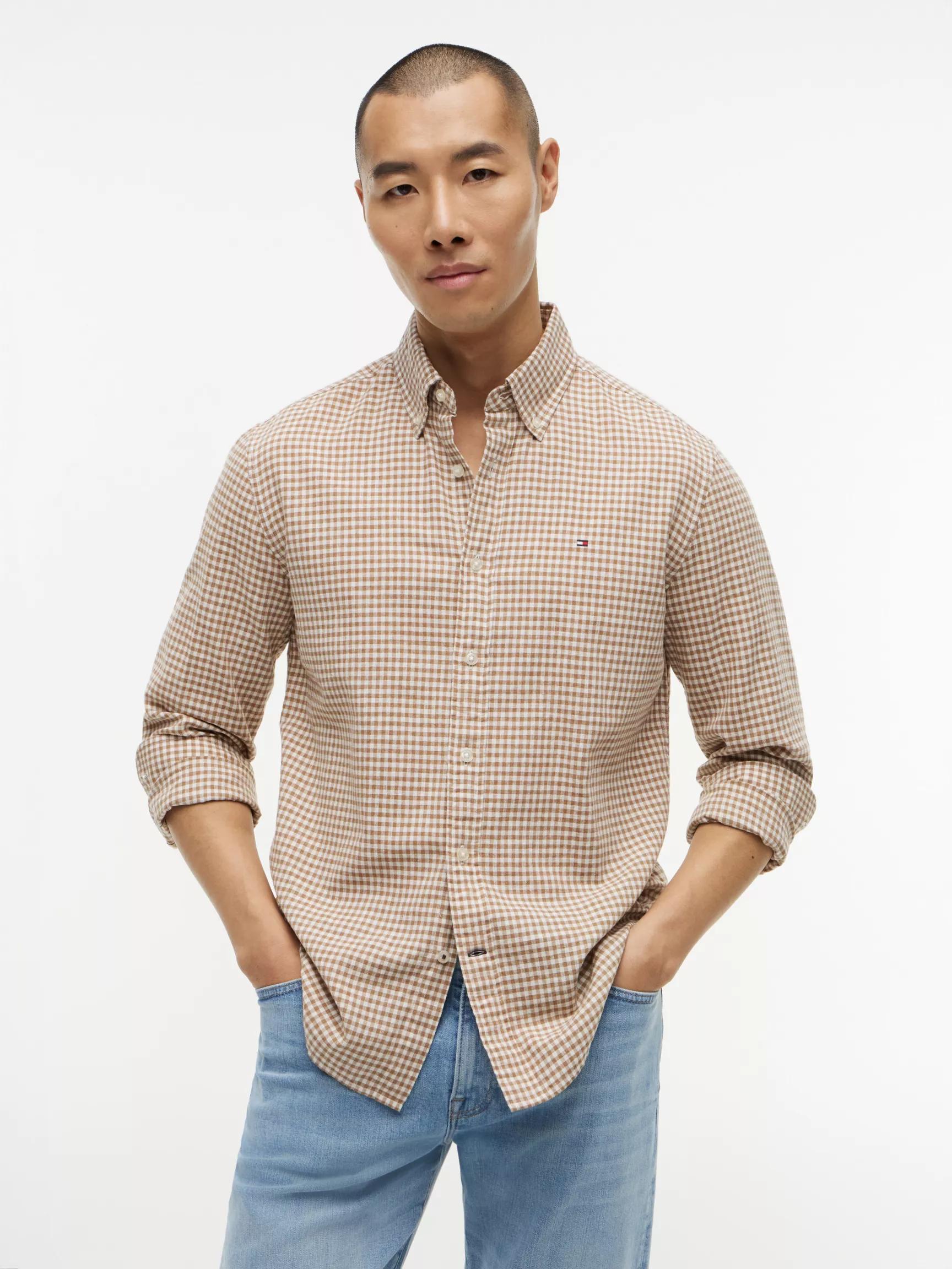 Regular Fit Gingham Linen-Blend Shirt by TOMMY HILFIGER