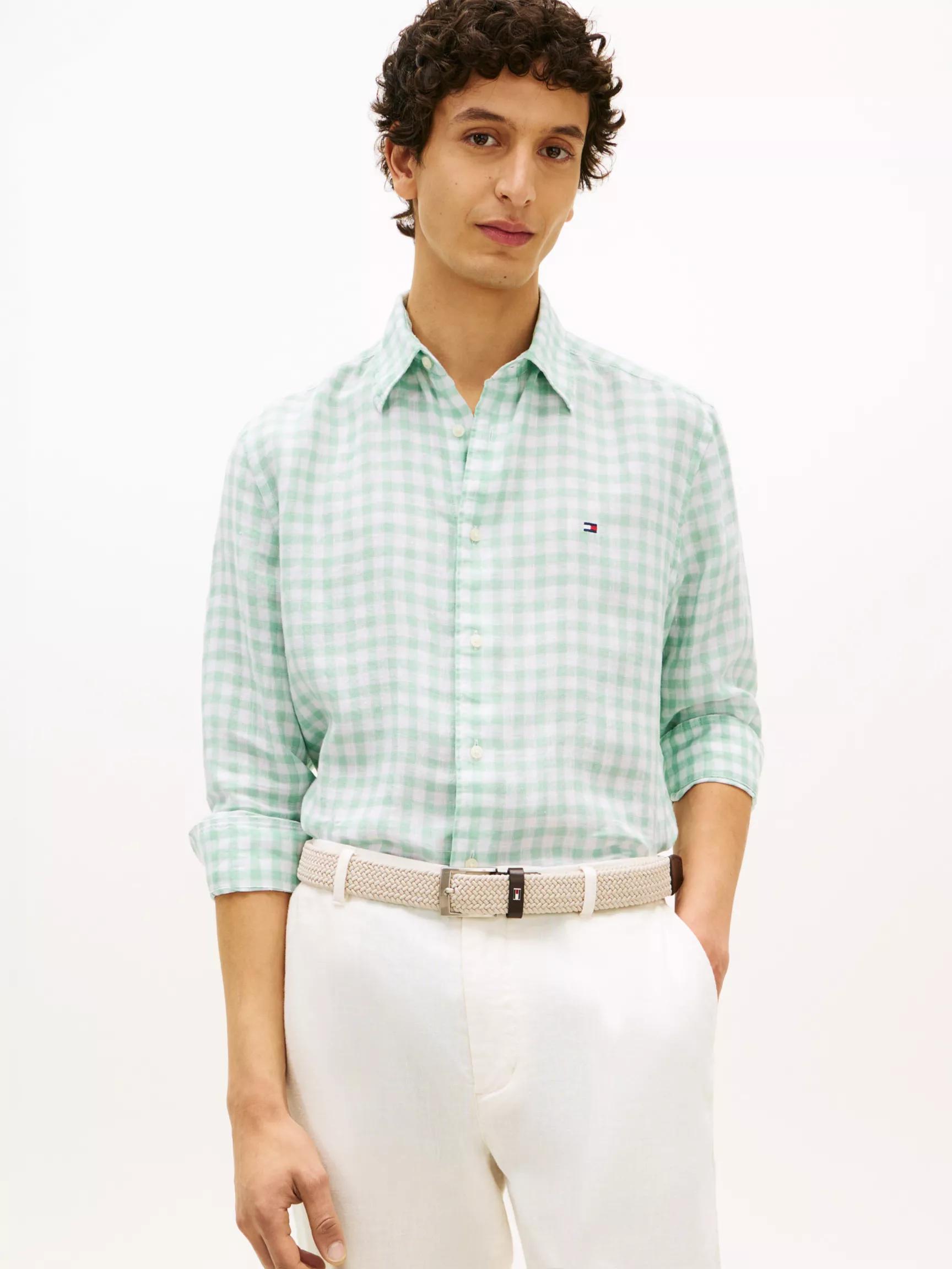 Regular Fit Gingham Linen Shirt by TOMMY HILFIGER
