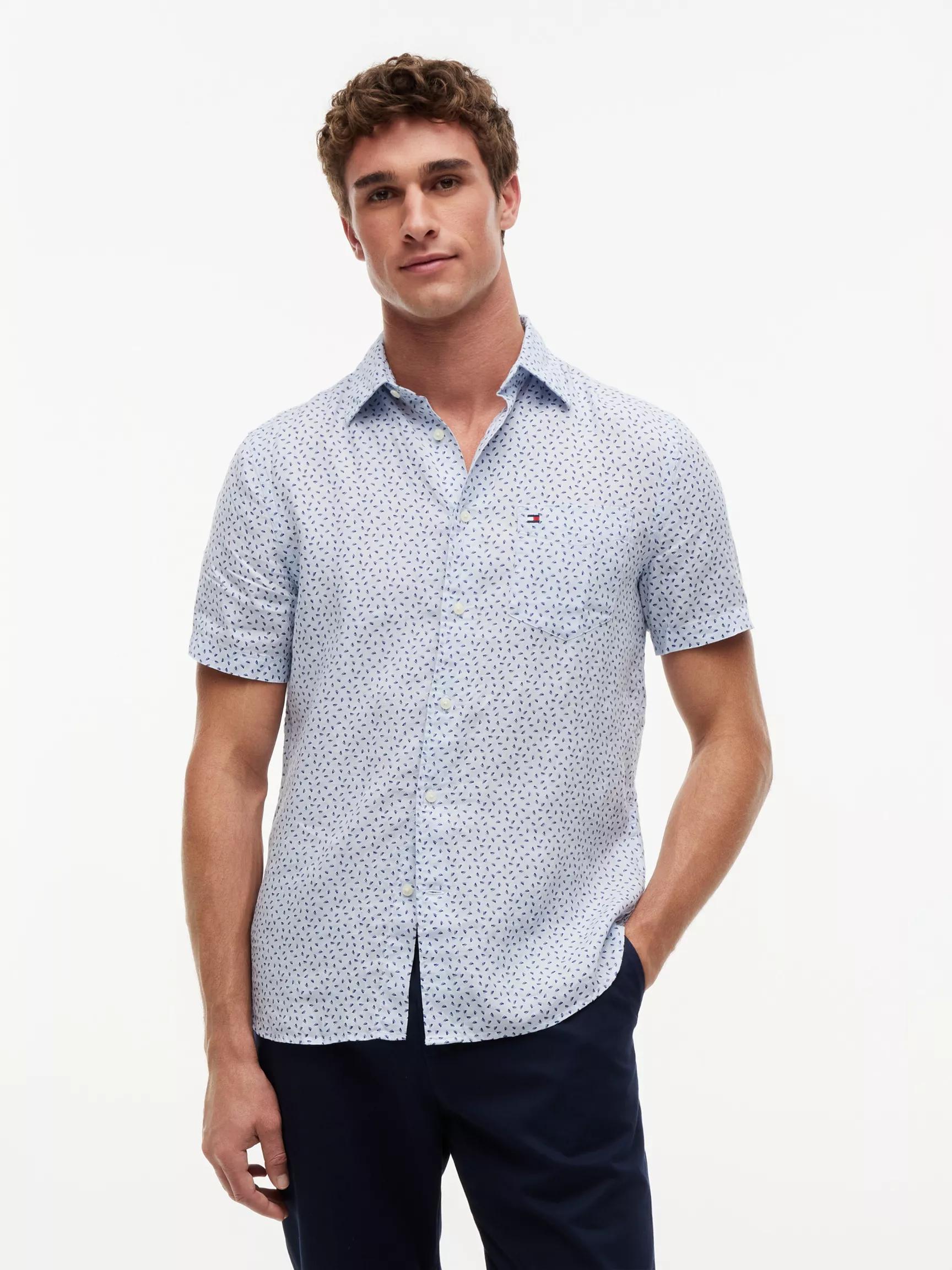 Regular Fit Linen Sailing Print Shirt by TOMMY HILFIGER