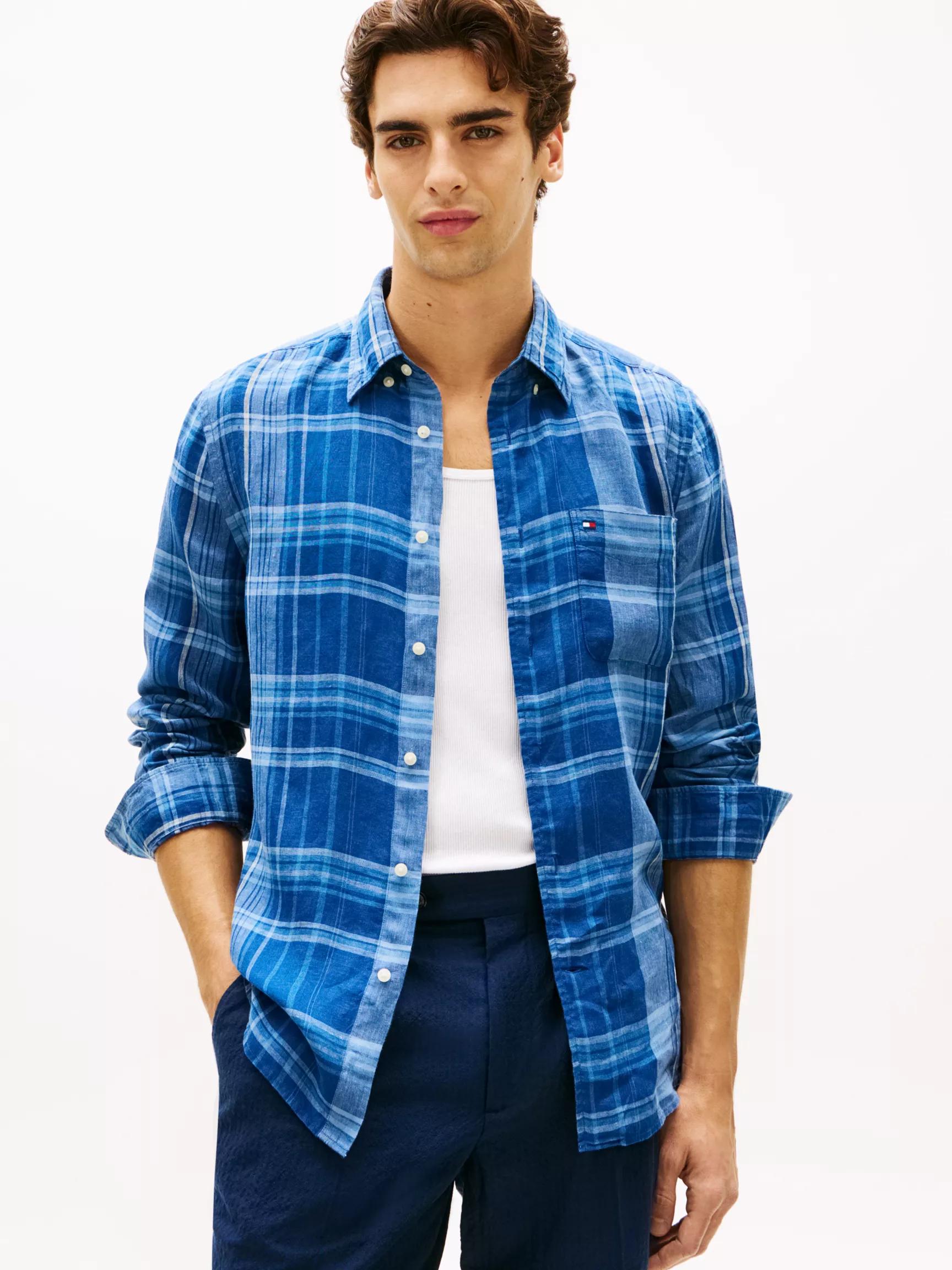 Regular Fit Madras Check Linen Shirt by TOMMY HILFIGER