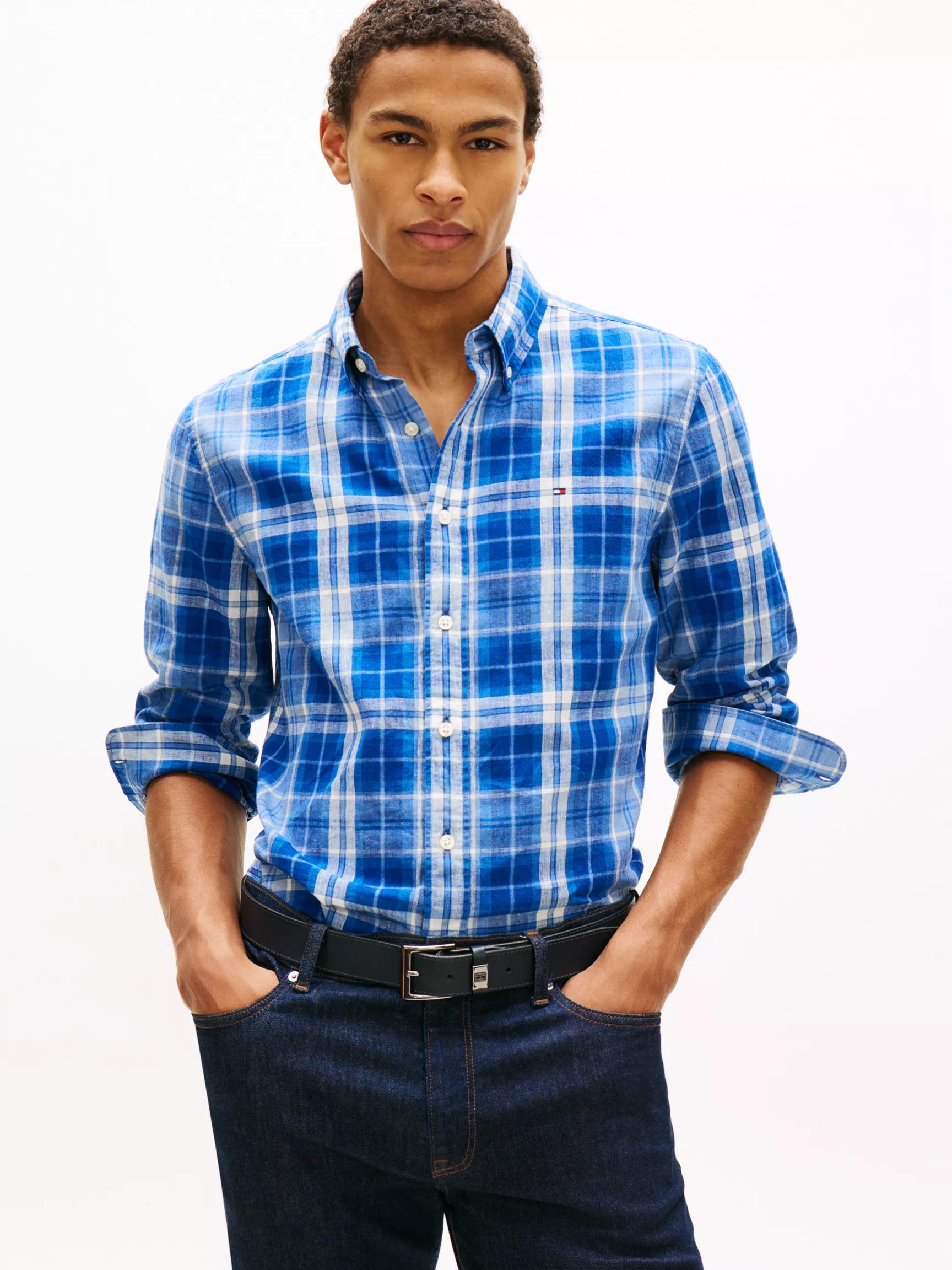 Regular Fit Plaid Linen-Blend Shirt by TOMMY HILFIGER
