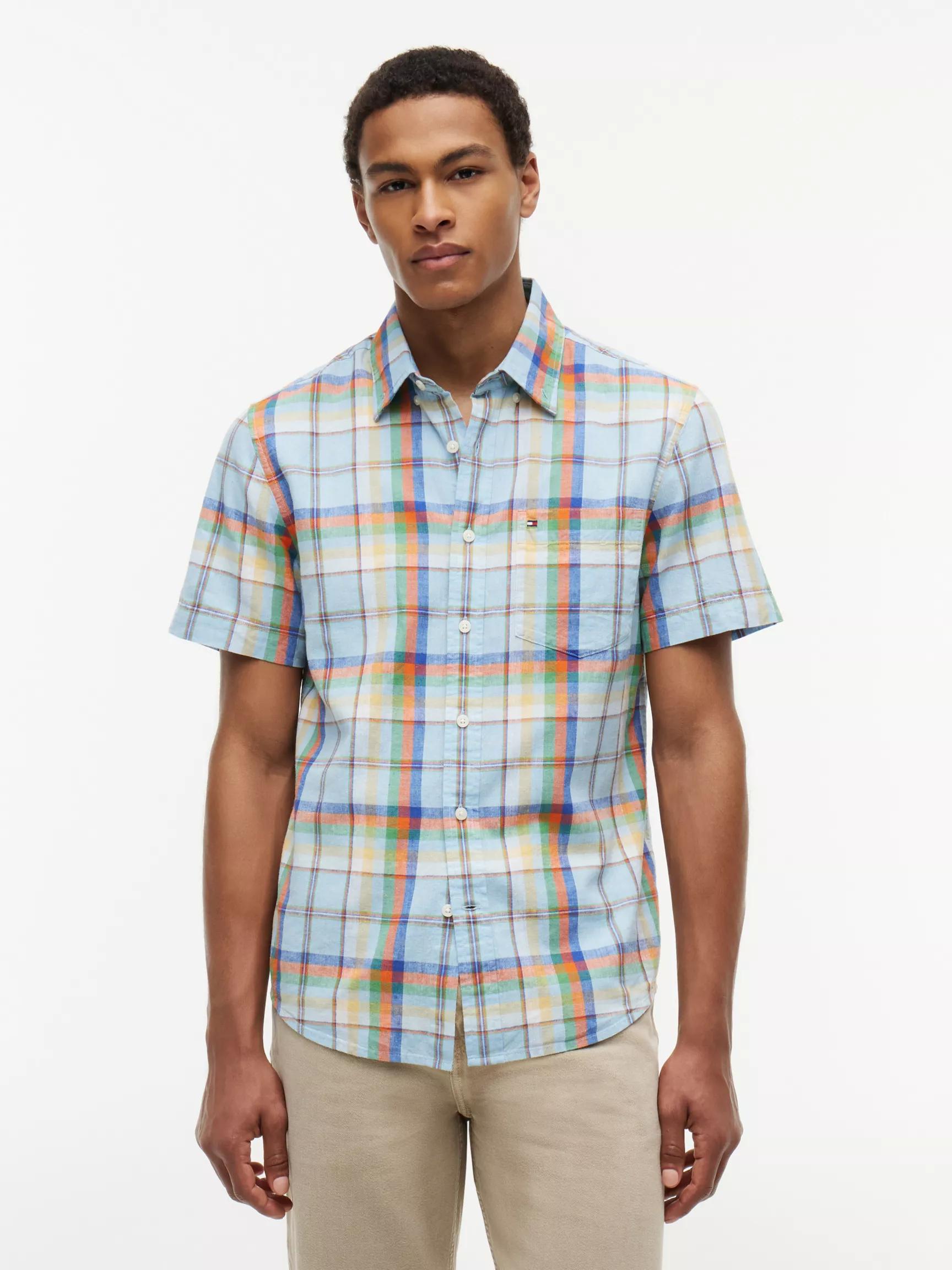 Regular Fit Plaid Linen-Blend Shirt by TOMMY HILFIGER