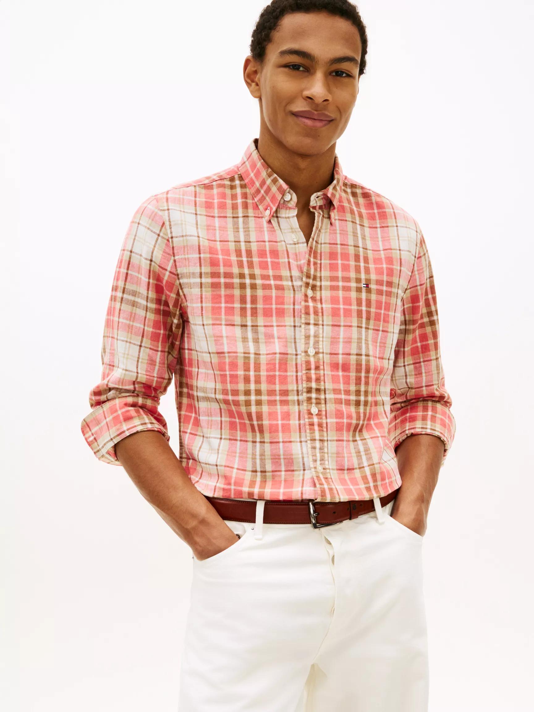 Regular Fit Plaid Linen-Blend Shirt by TOMMY HILFIGER