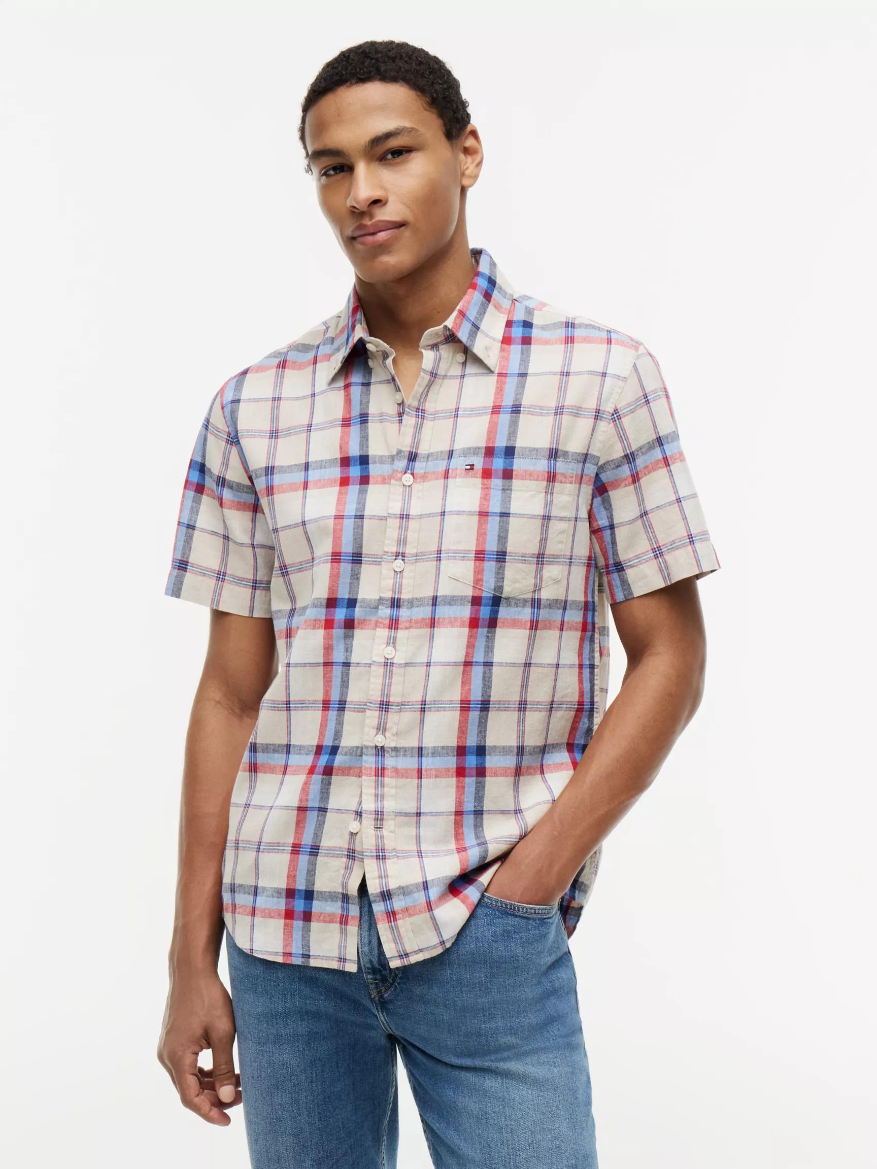 Regular Fit Plaid Linen-Blend Shirt by TOMMY HILFIGER