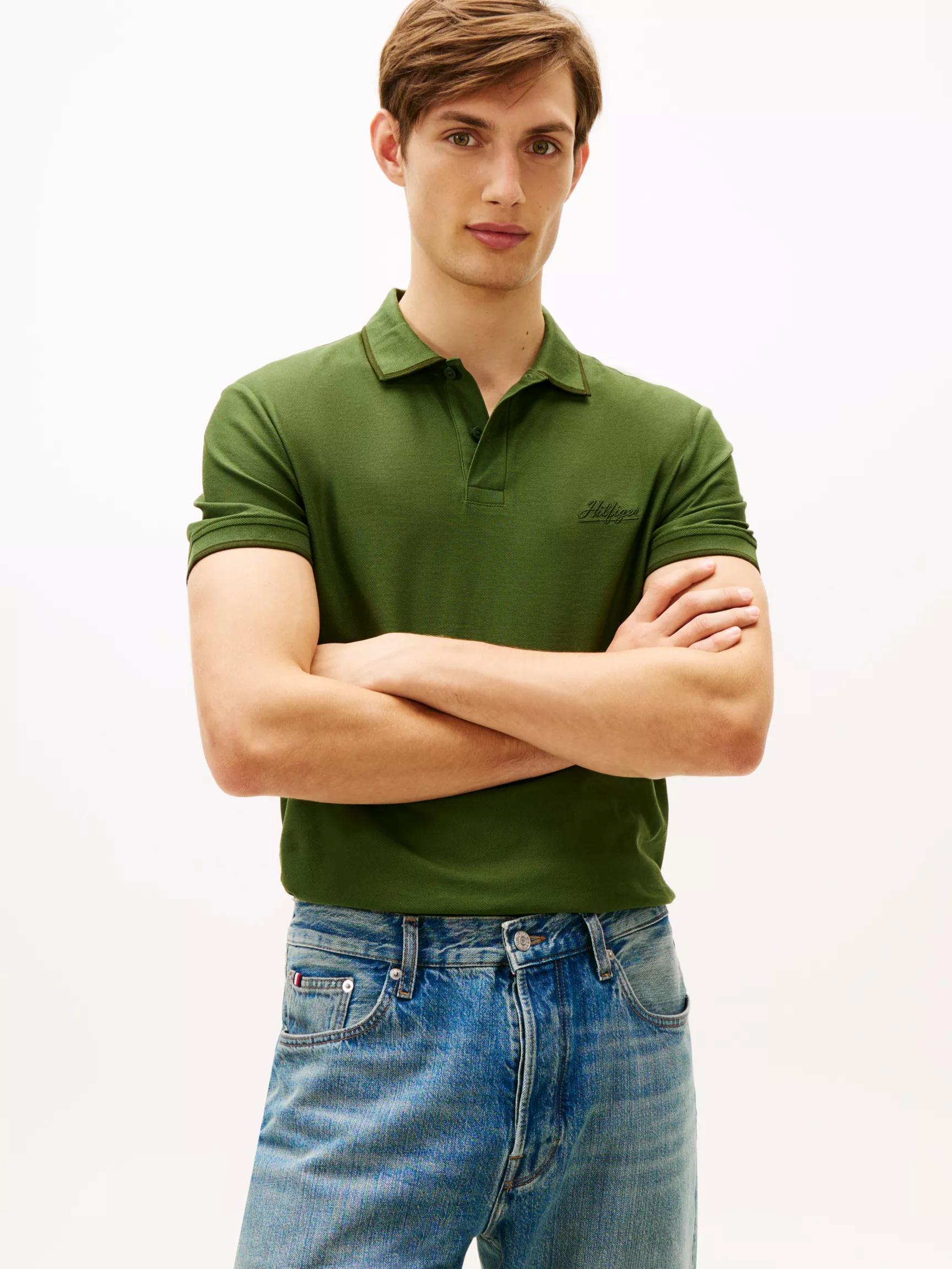 Regular Fit Script Logo Twill Polo by TOMMY HILFIGER