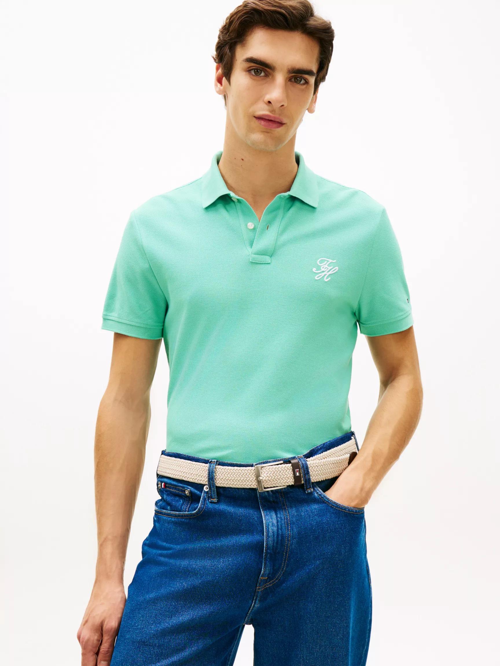 Regular Fit Script Monogram Pique Polo by TOMMY HILFIGER