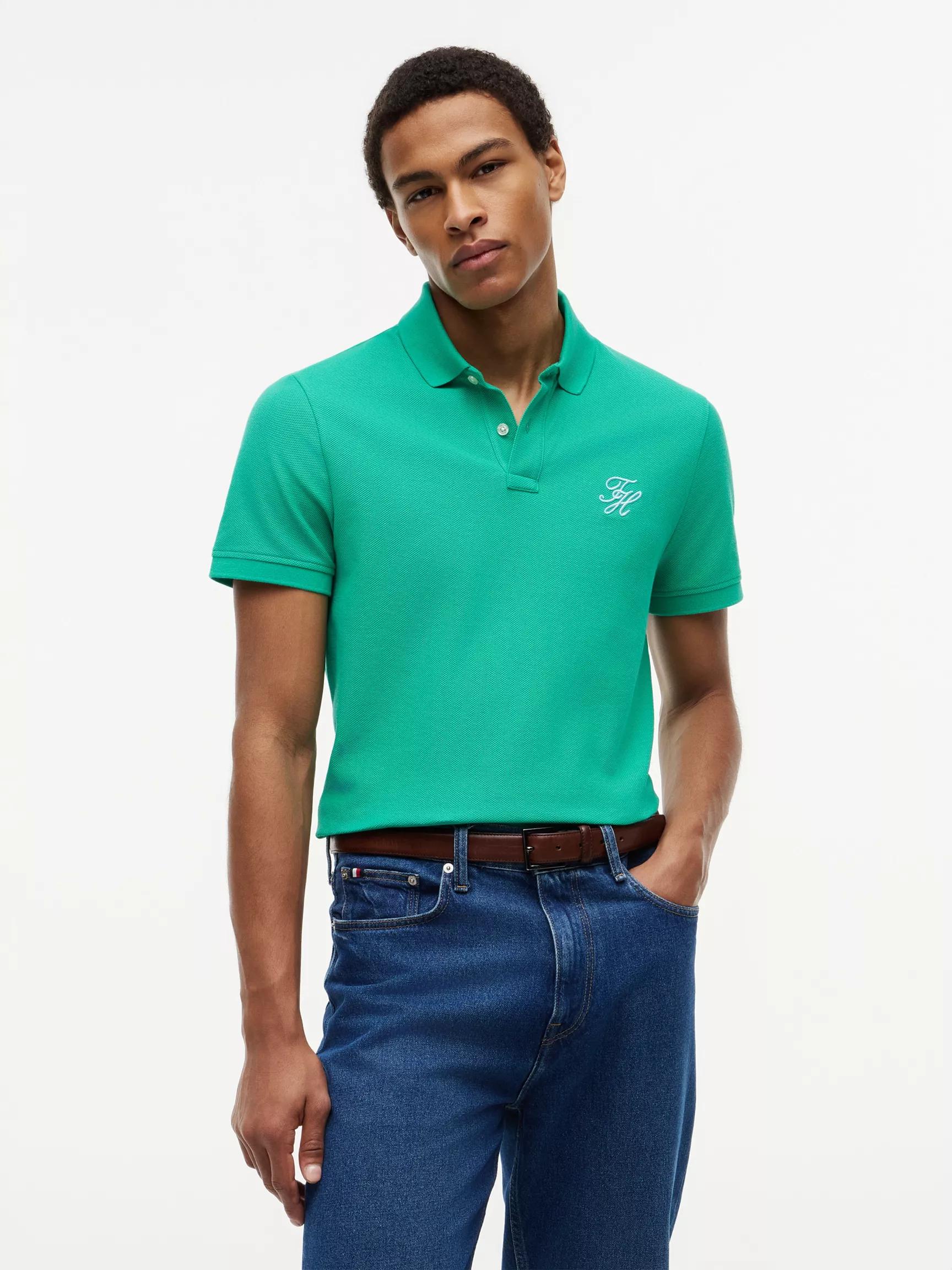 Regular Fit Script Monogram Pique Polo by TOMMY HILFIGER
