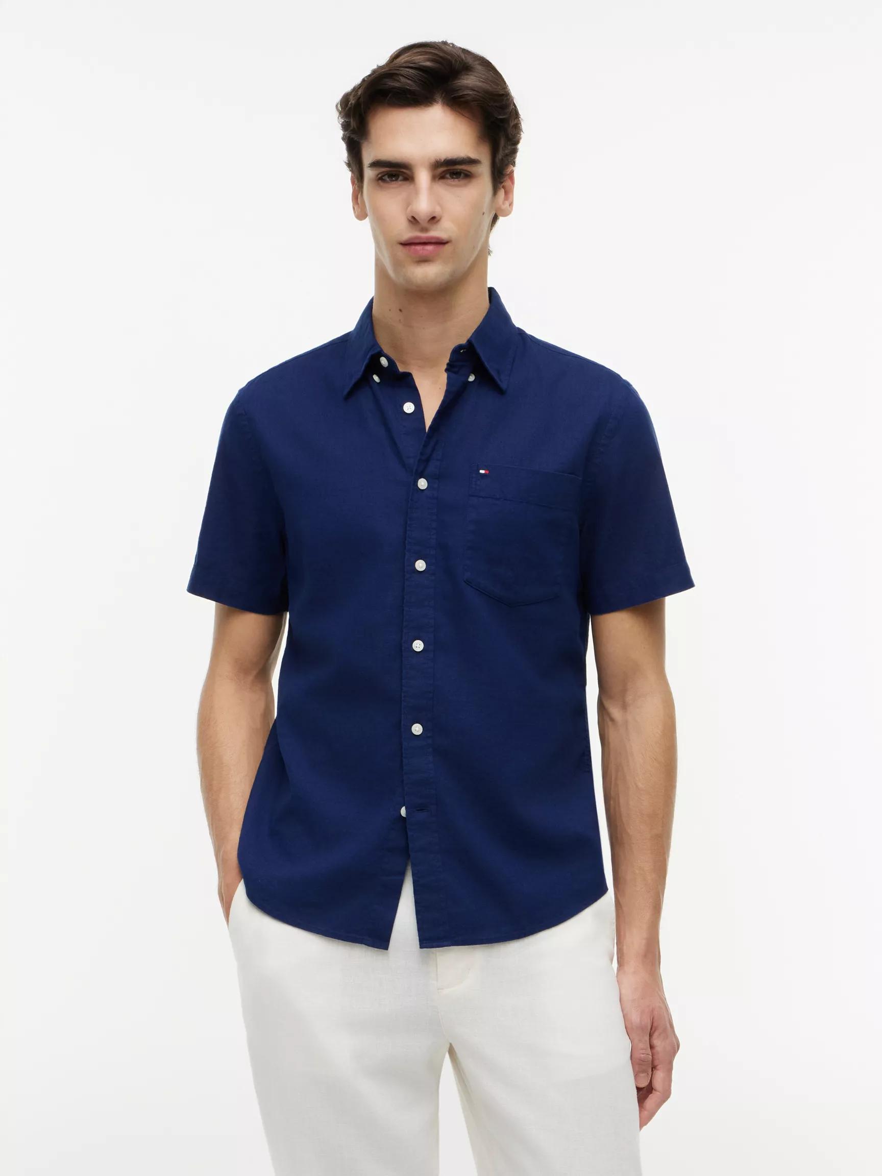 Regular Fit Short-Sleeve Linen-Blend Shirt by TOMMY HILFIGER