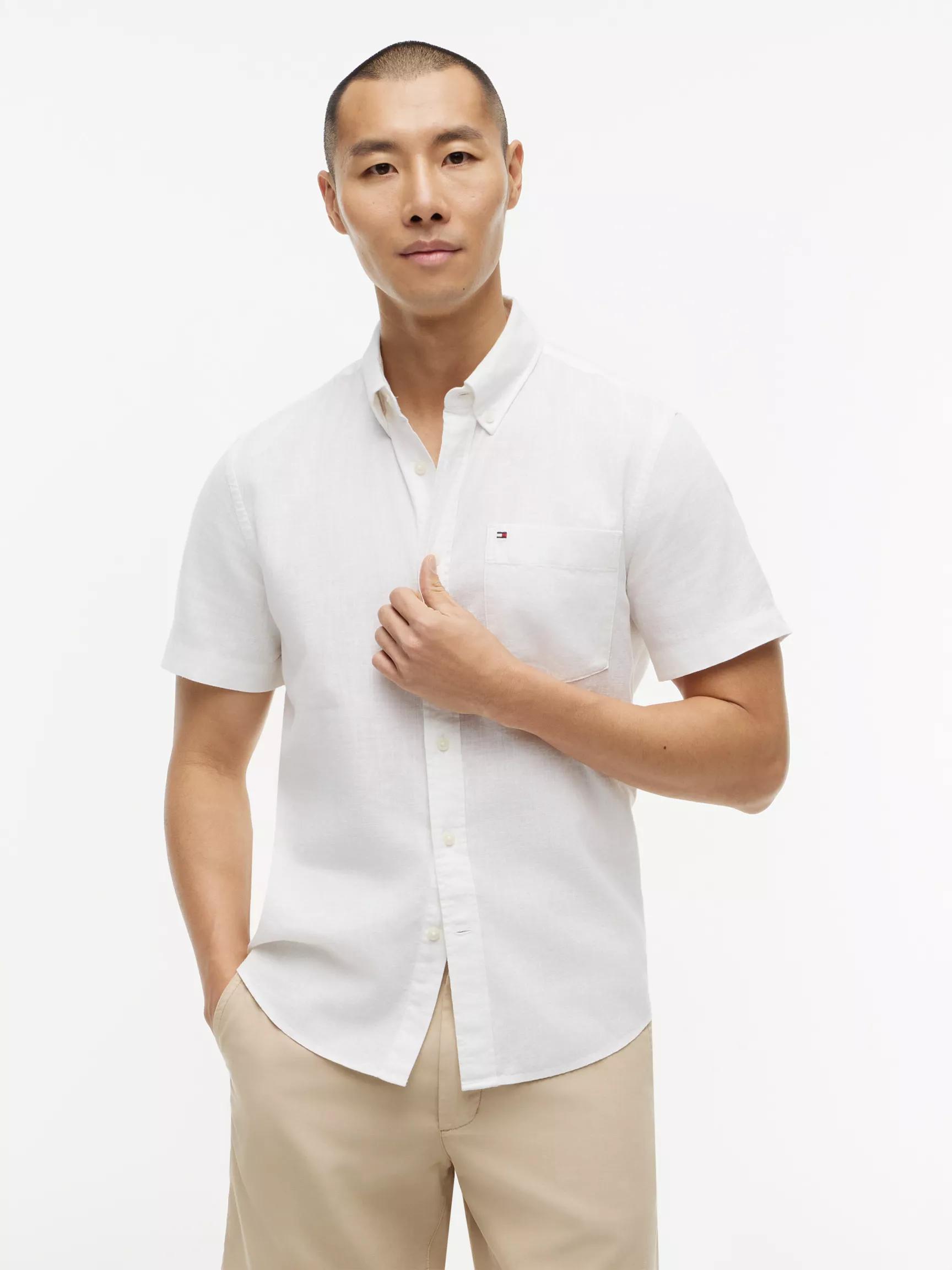Regular Fit Short-Sleeve Linen-Blend Shirt by TOMMY HILFIGER