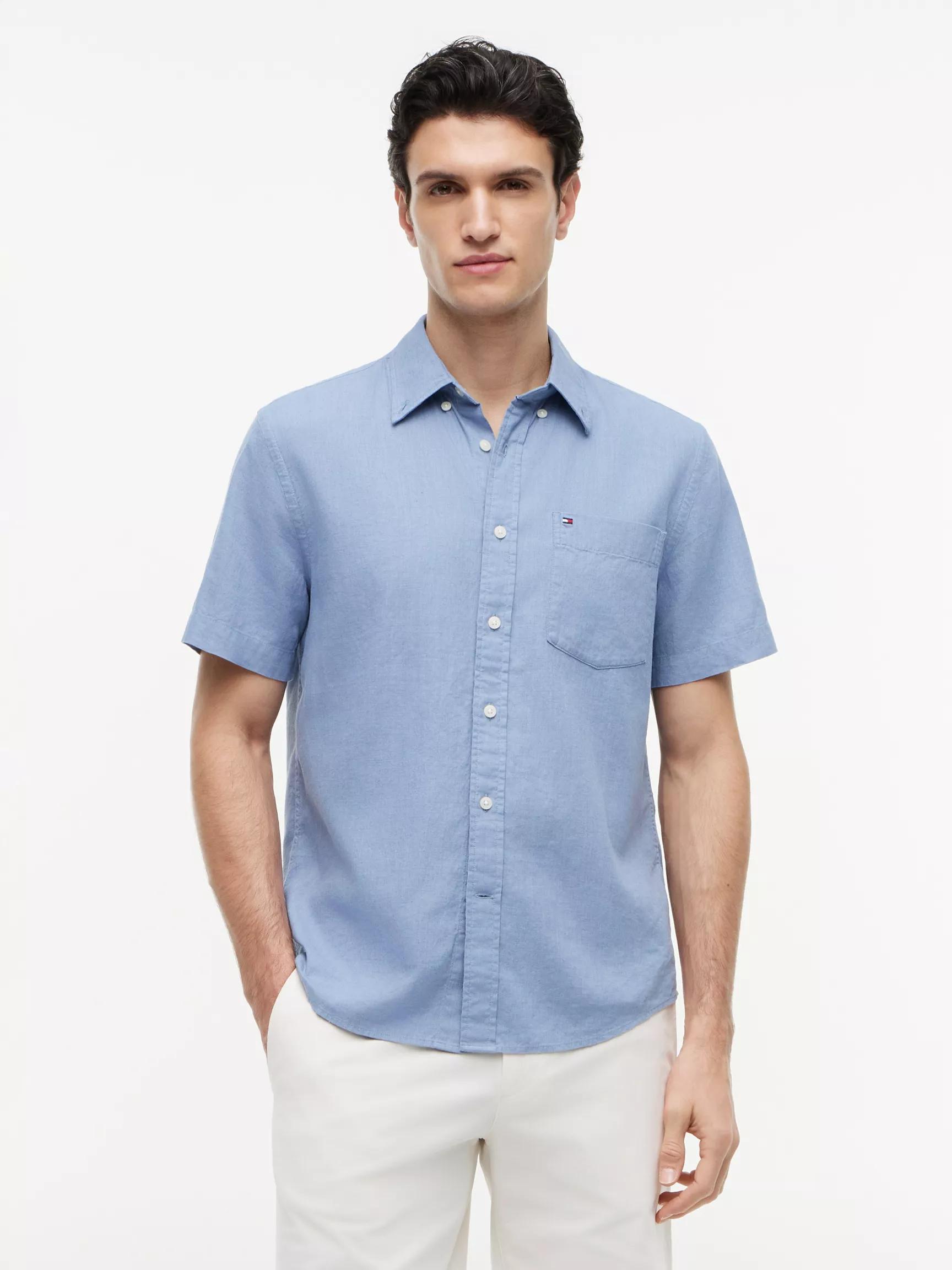Regular Fit Short-Sleeve Linen-Blend Shirt by TOMMY HILFIGER