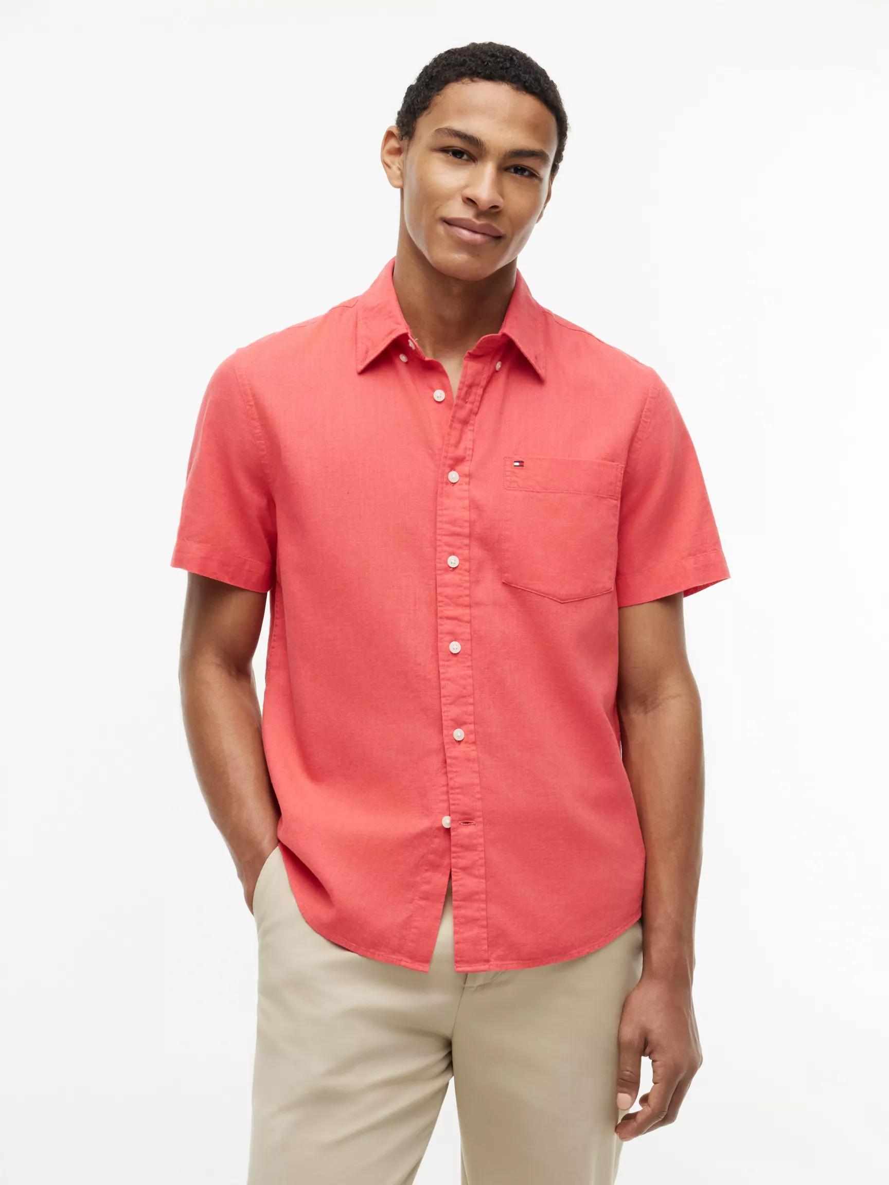 Regular Fit Short-Sleeve Linen-Blend Shirt by TOMMY HILFIGER