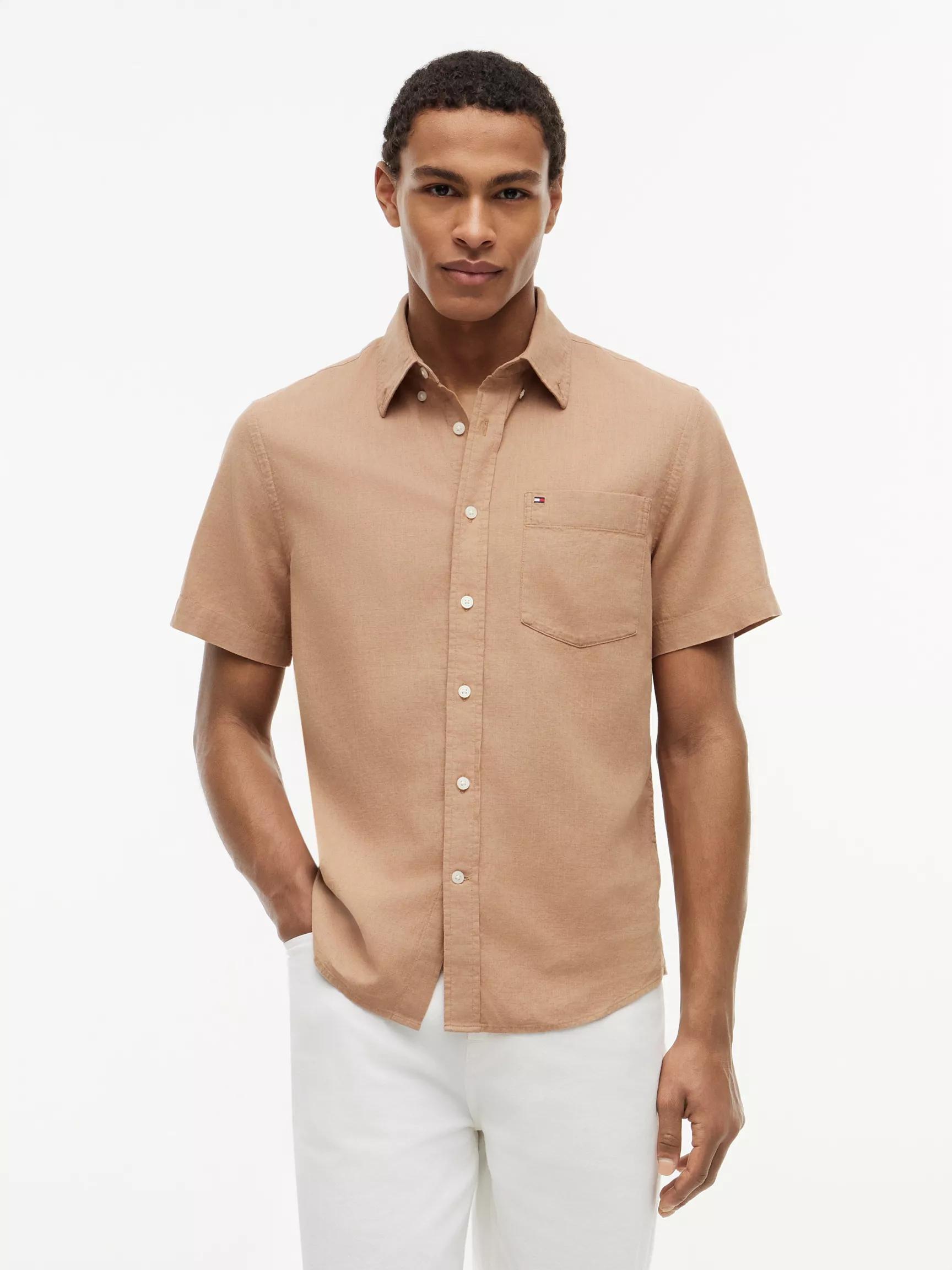 Regular Fit Short-Sleeve Linen-Blend Shirt by TOMMY HILFIGER