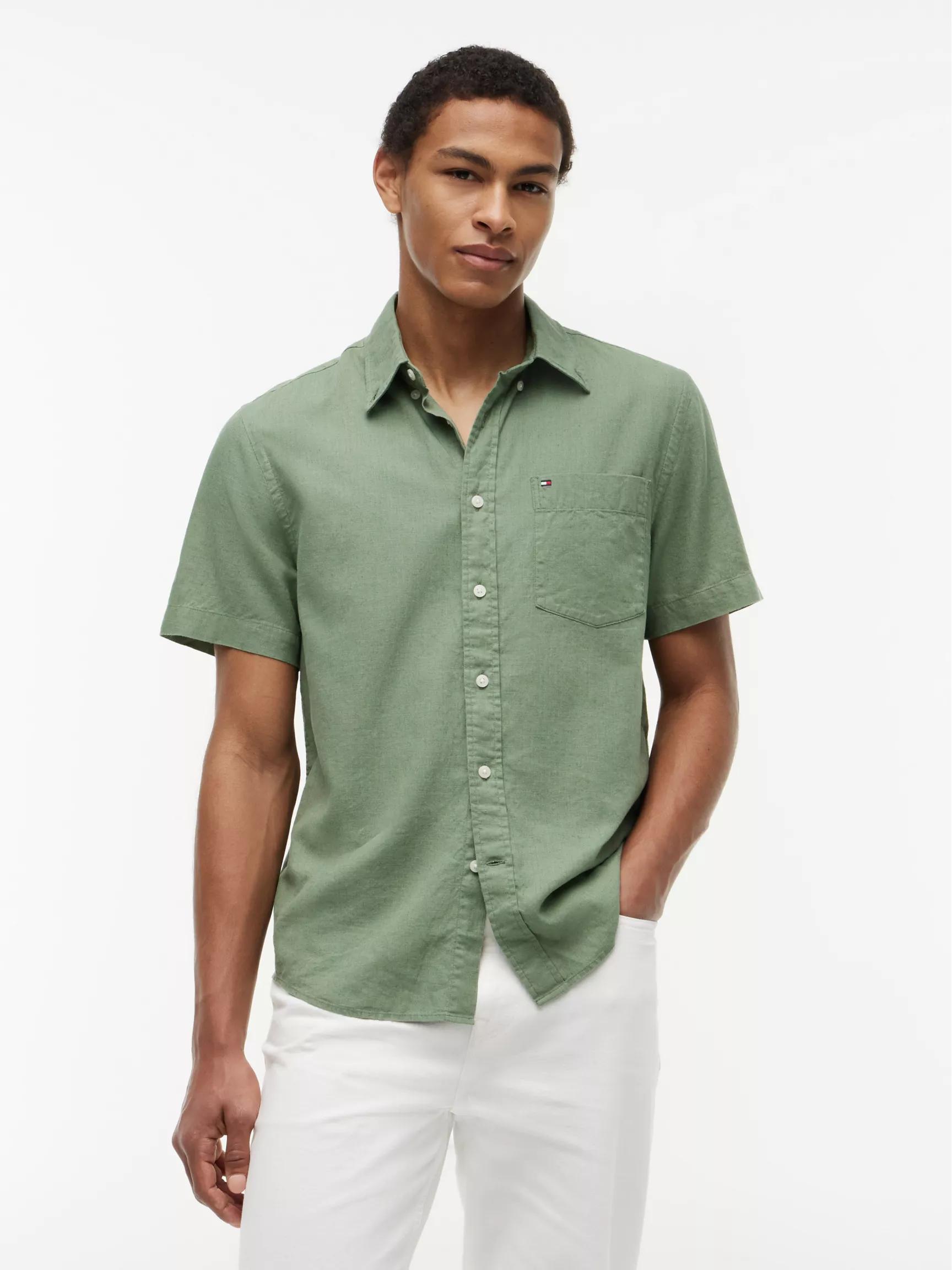 Regular Fit Short-Sleeve Linen-Blend Shirt by TOMMY HILFIGER