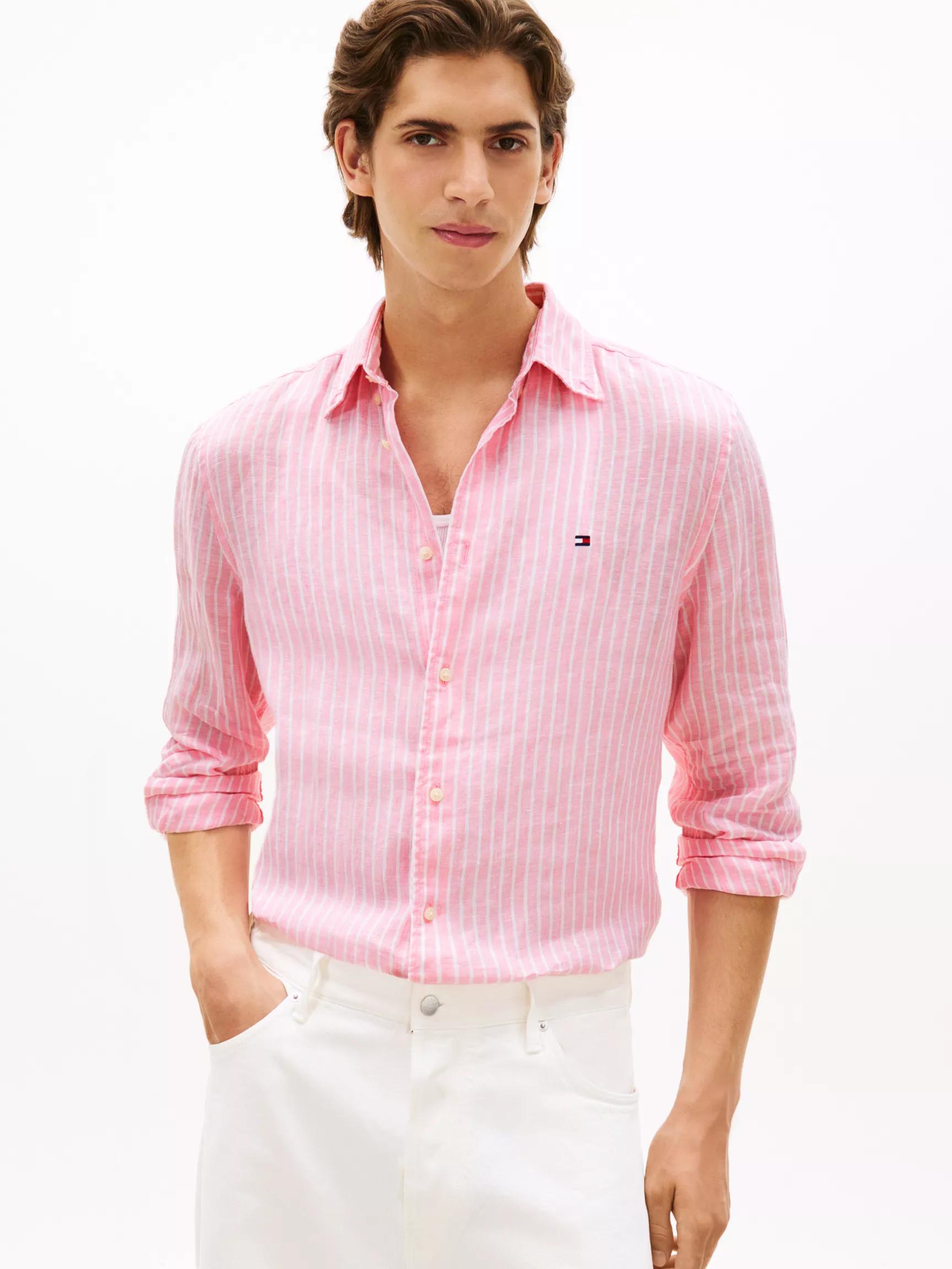 Regular Fit Stripe Linen Shirt by TOMMY HILFIGER