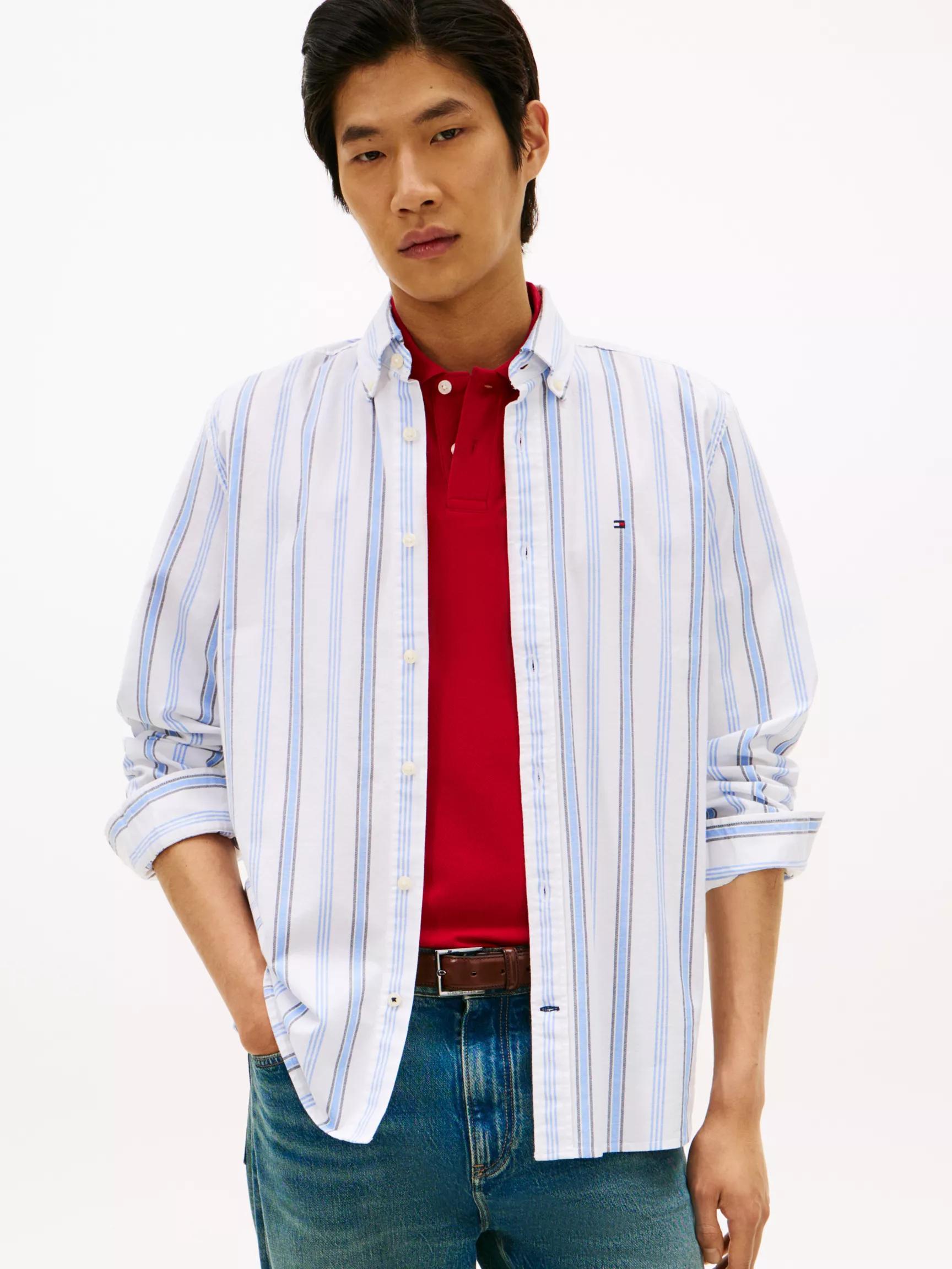 Regular Fit Stripe Stretch Oxford Shirt by TOMMY HILFIGER