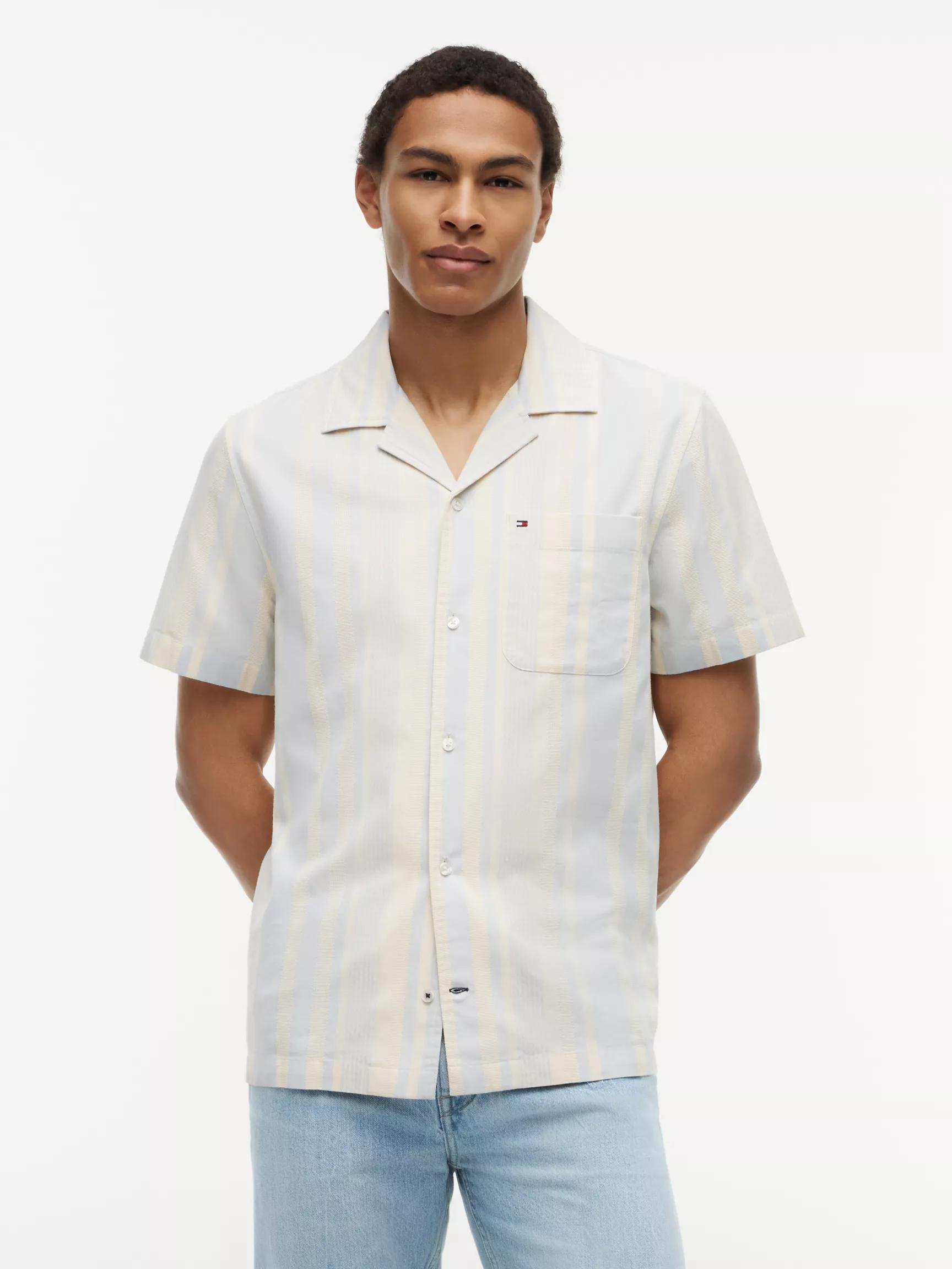 Regular Fit Striped Dobby Camp Shirt by TOMMY HILFIGER