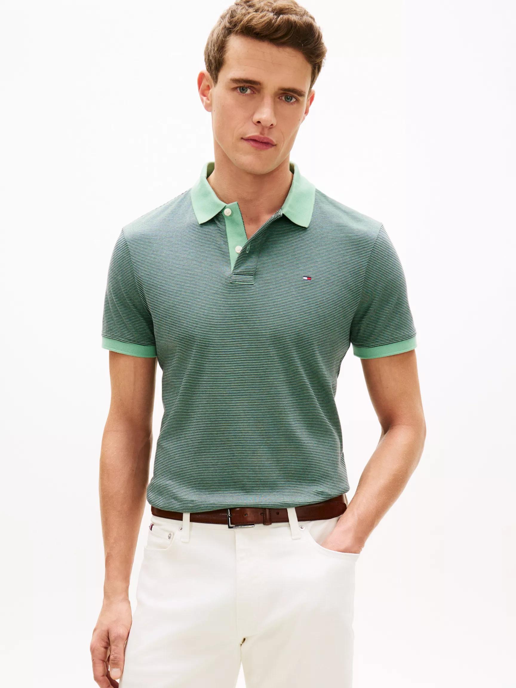 Regular Fit Striped Interlock Polo by TOMMY HILFIGER