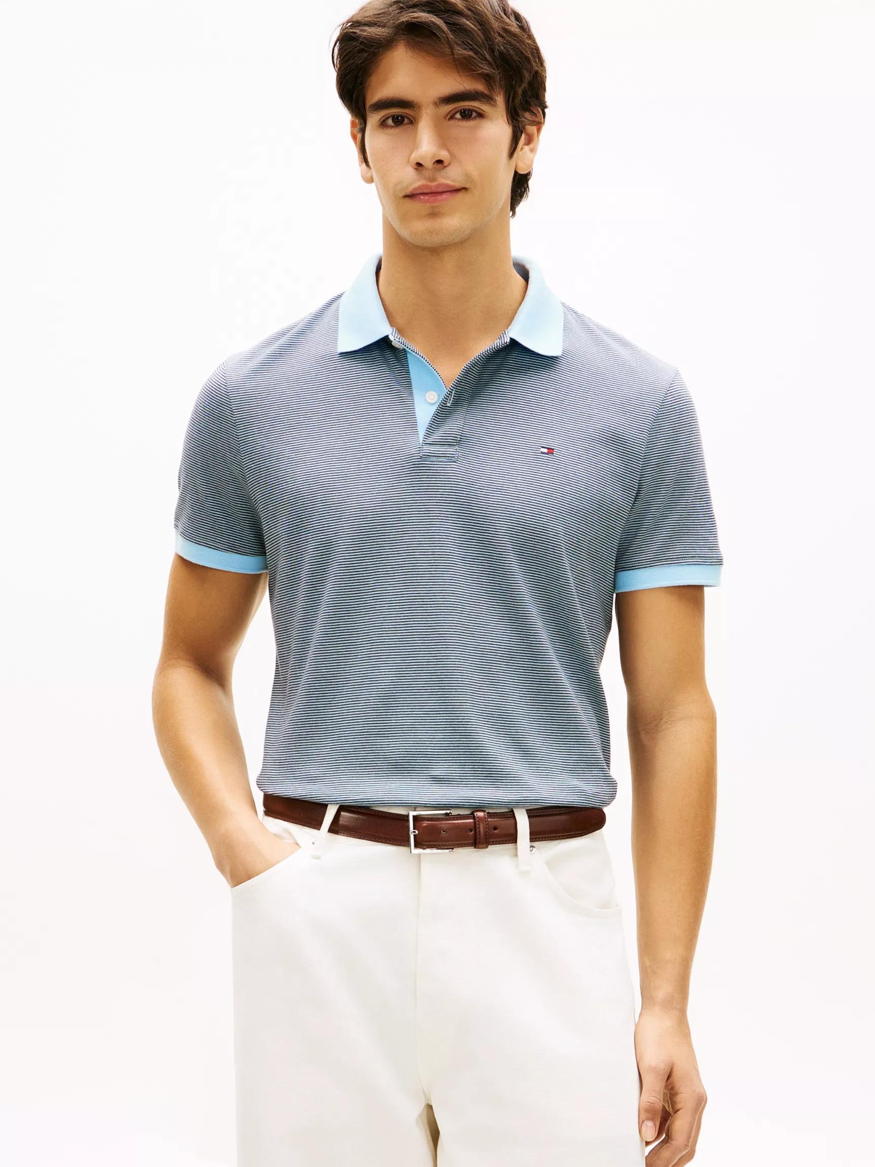 Regular Fit Striped Interlock Polo by TOMMY HILFIGER