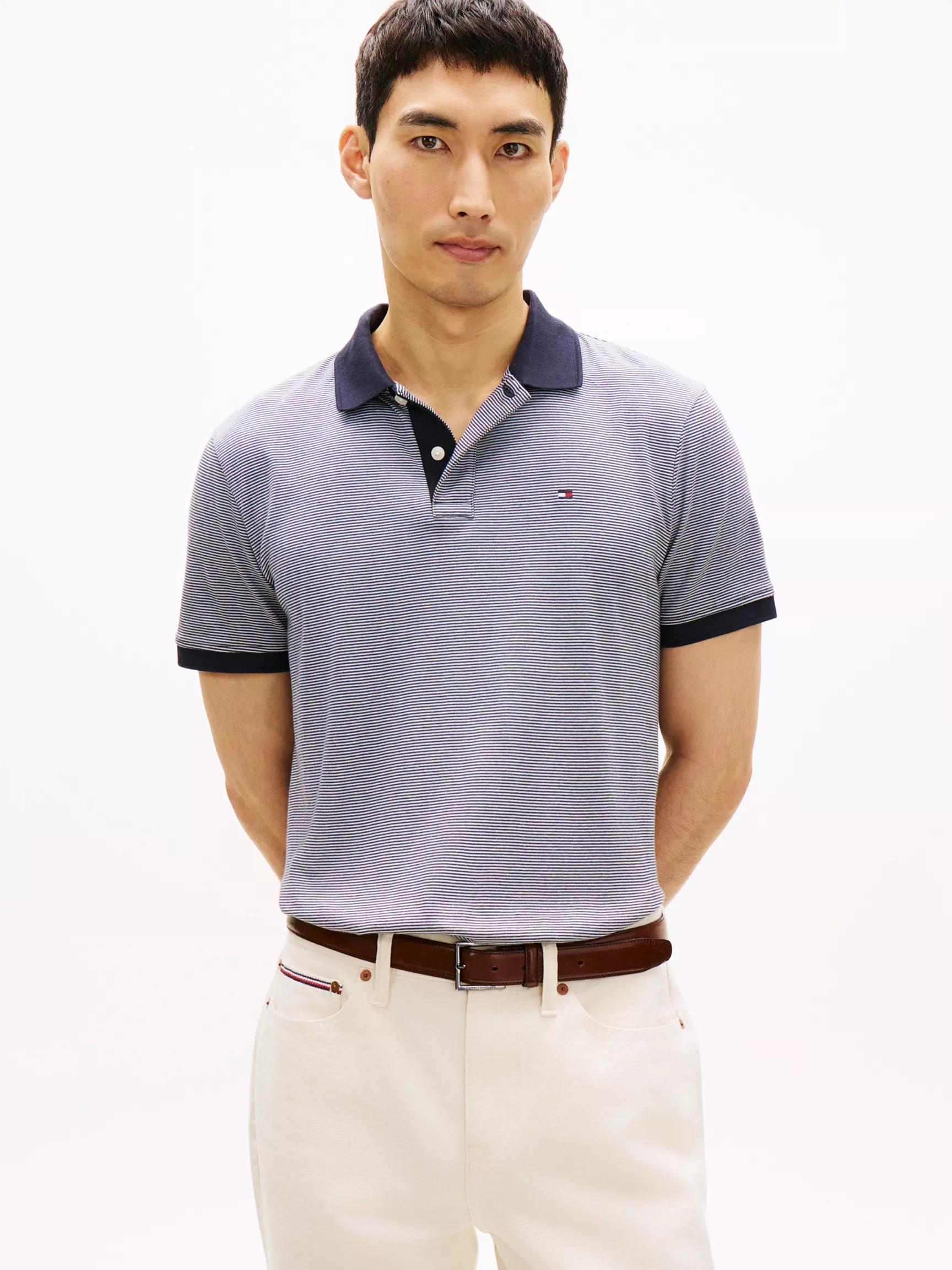 Regular Fit Striped Interlock Polo by TOMMY HILFIGER