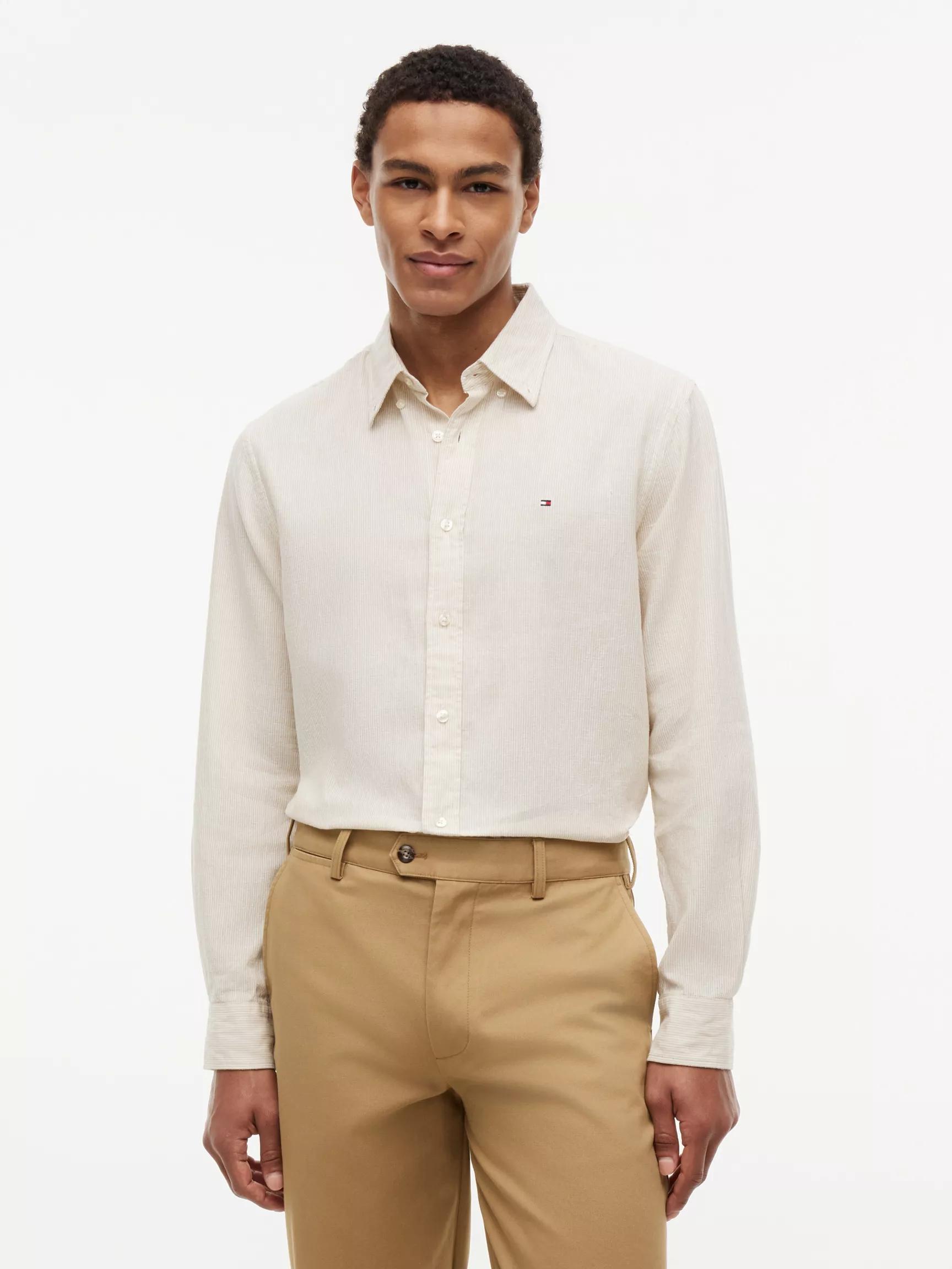 Regular Fit Striped Linen-Blend Shirt by TOMMY HILFIGER