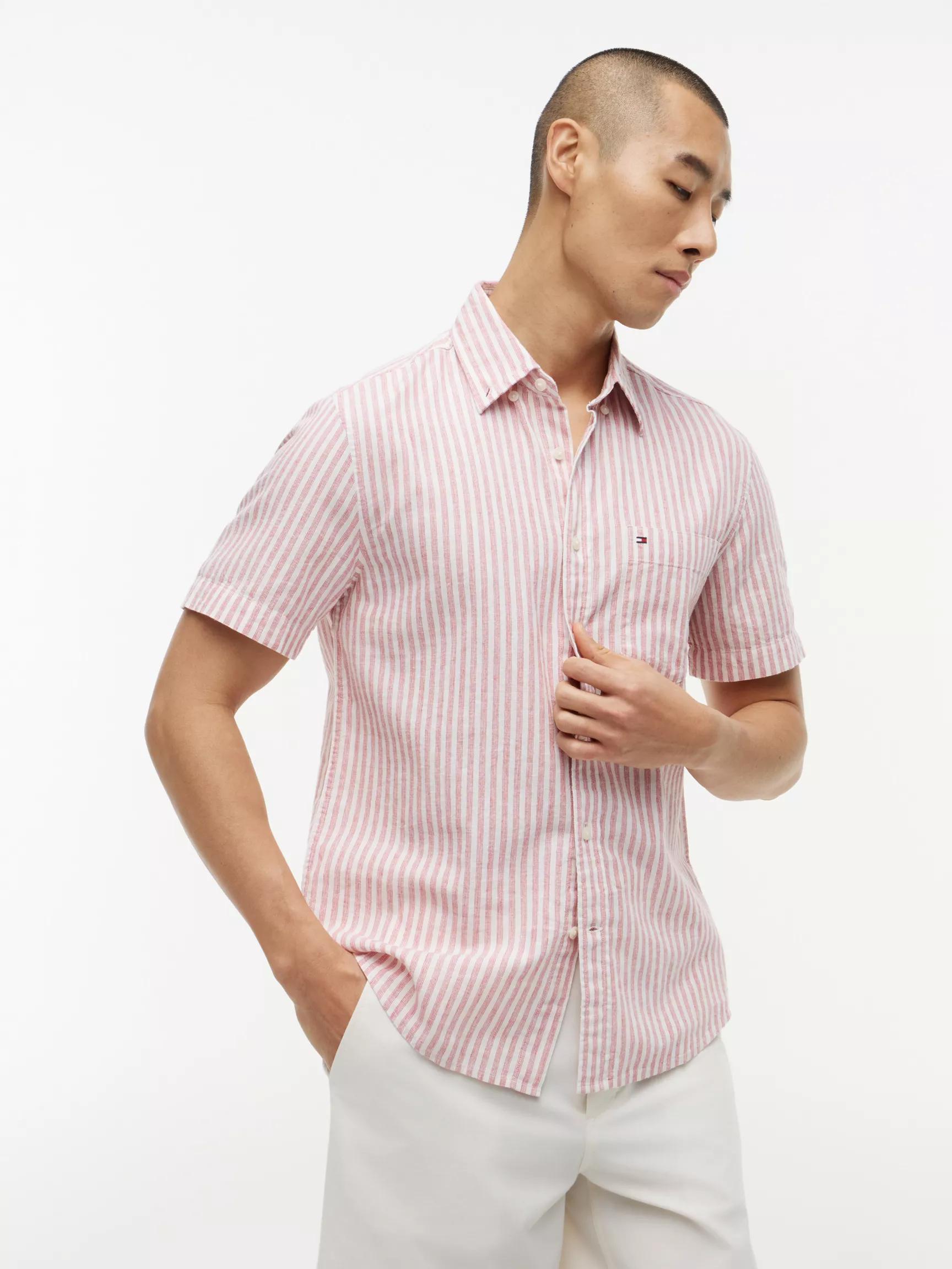 Regular Fit Striped Linen-Blend Shirt by TOMMY HILFIGER