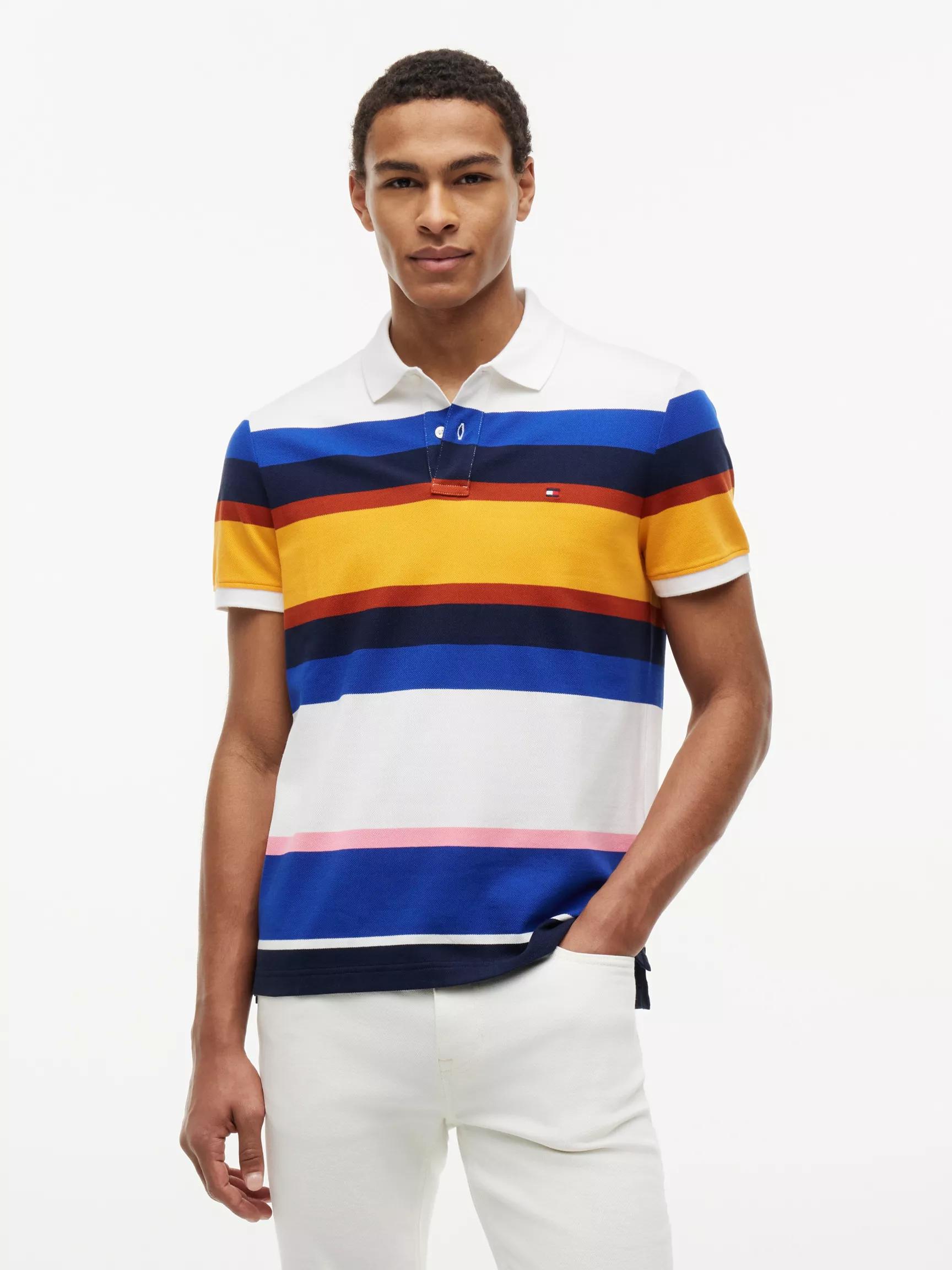 Regular Fit Striped Pique Polo by TOMMY HILFIGER