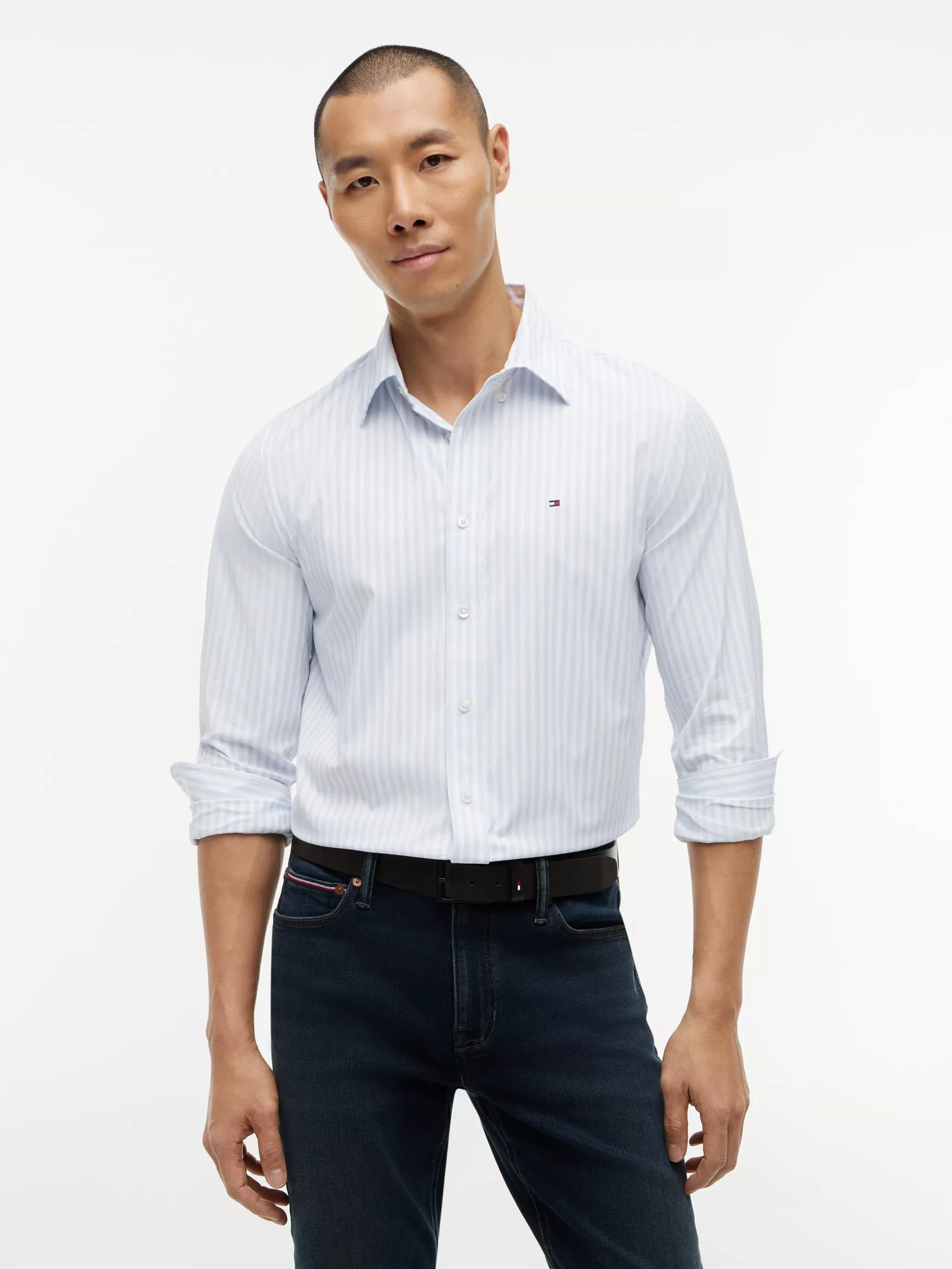 Regular Fit Striped TH Performance Shirt by TOMMY HILFIGER