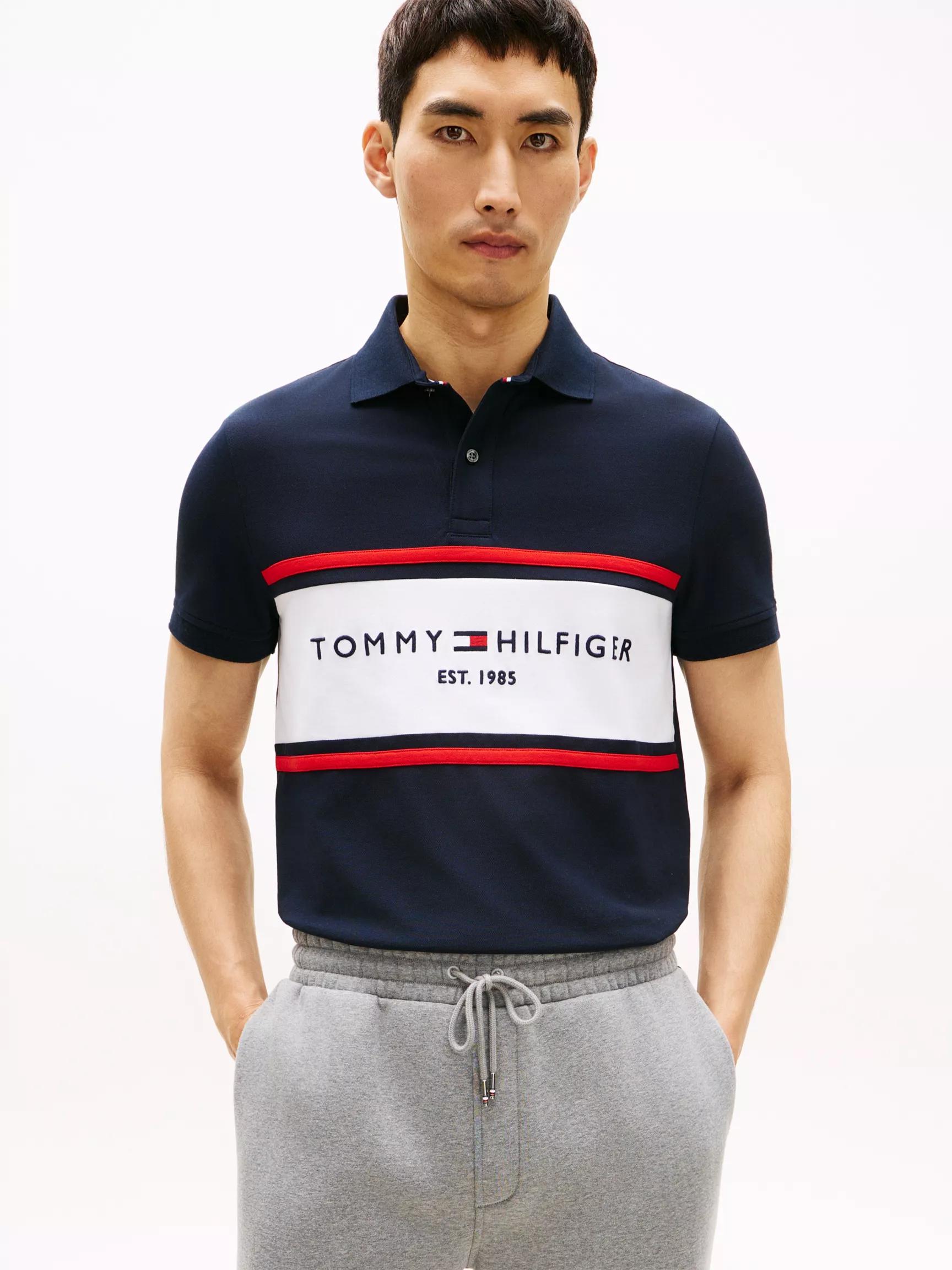 Regular Fit Tommy Logo Block Stripe Polo by TOMMY HILFIGER