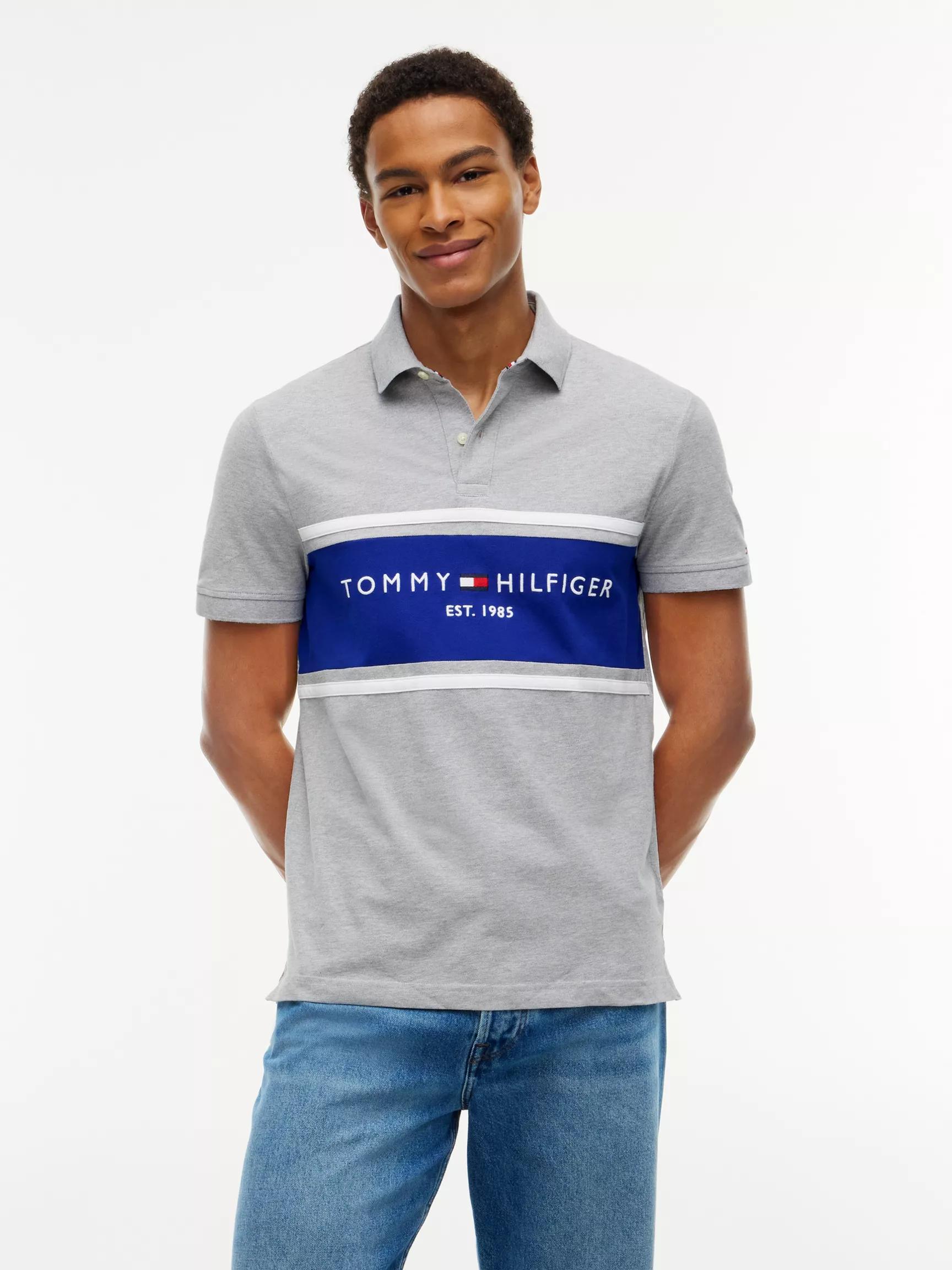 Regular Fit Tommy Logo Block Stripe Polo by TOMMY HILFIGER