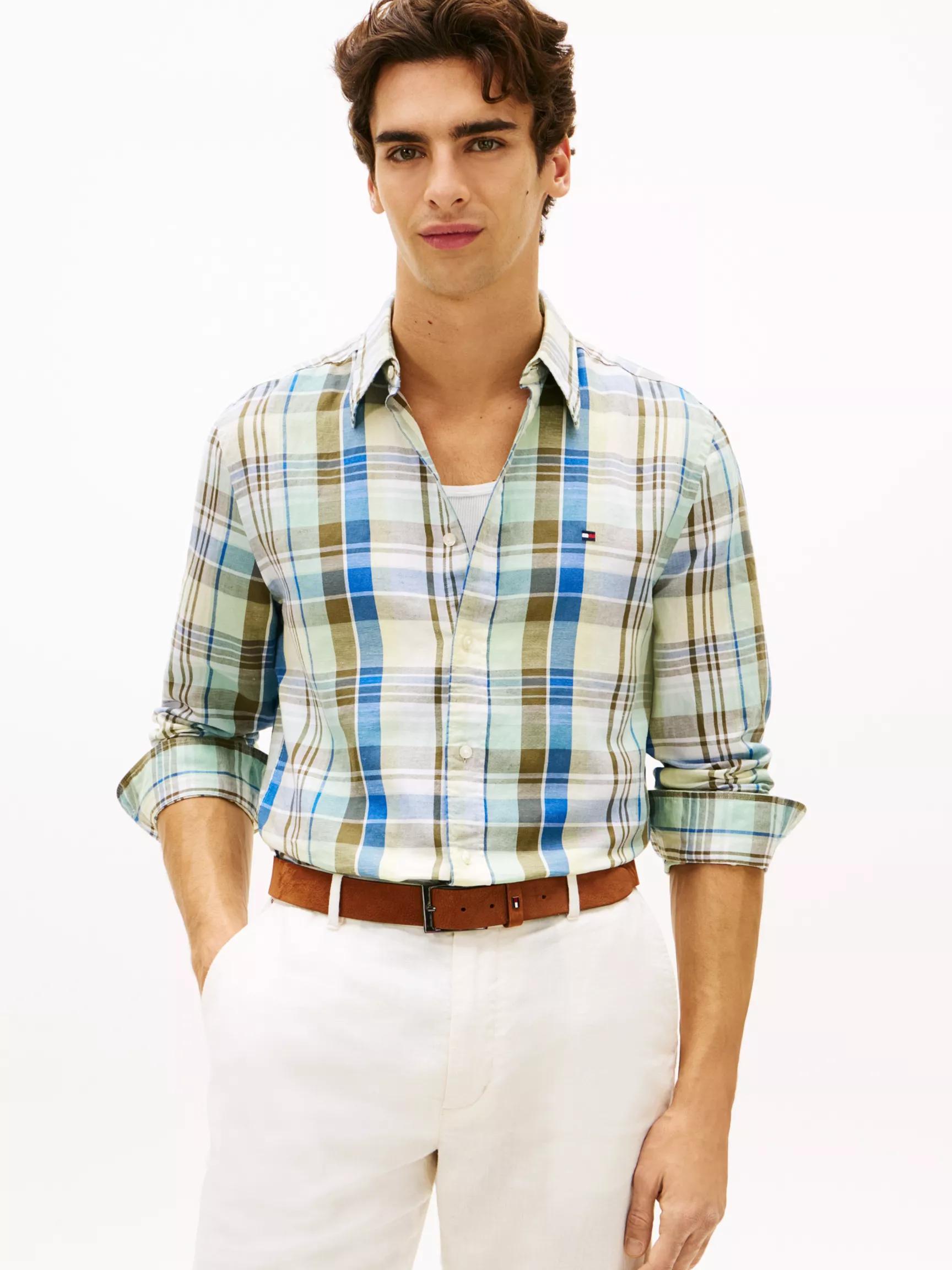 Regular Madras Check Linen-Blend Shirt by TOMMY HILFIGER