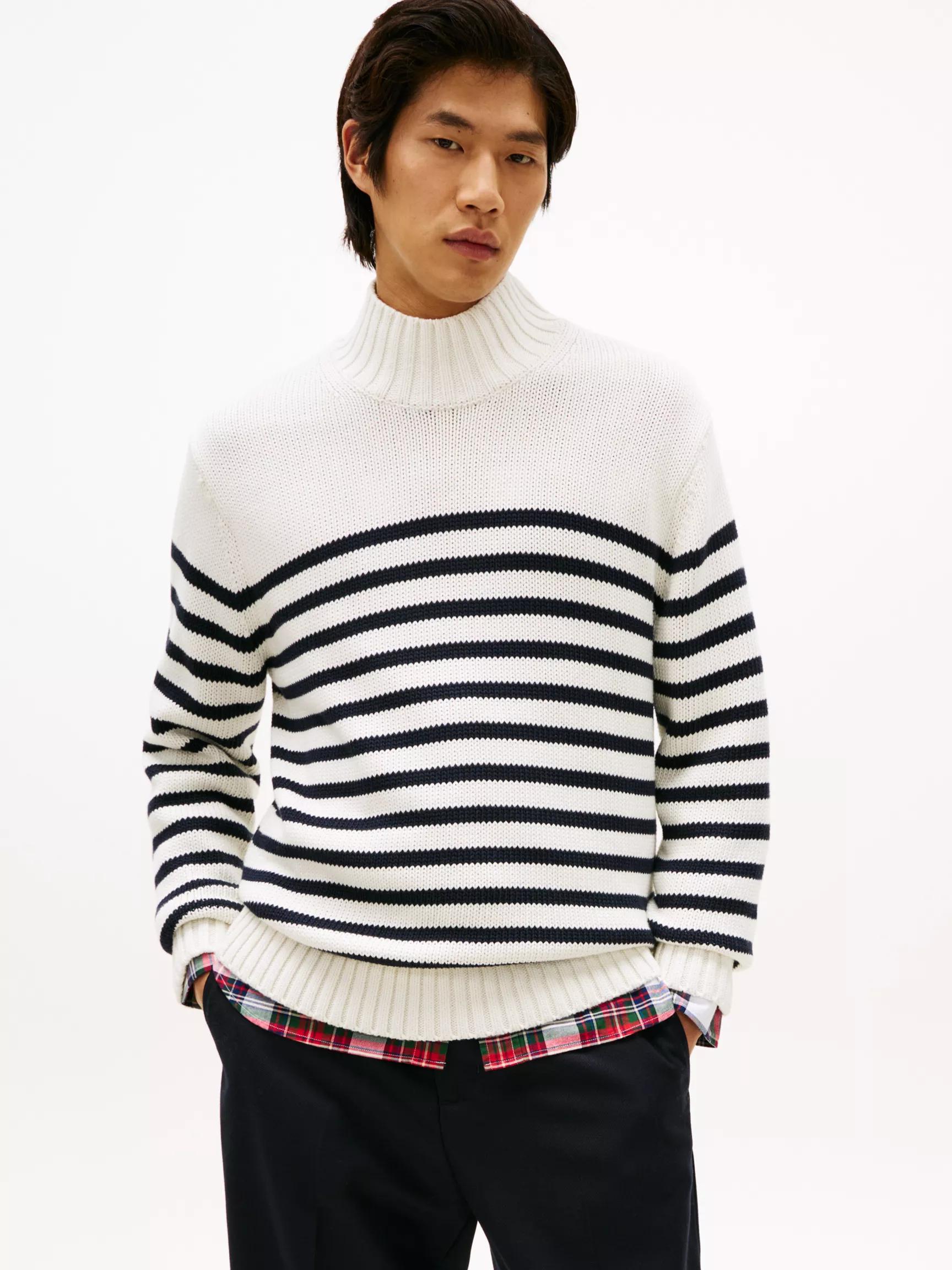 Relaxed Breton Stripe Mockneck Sweater by TOMMY HILFIGER
