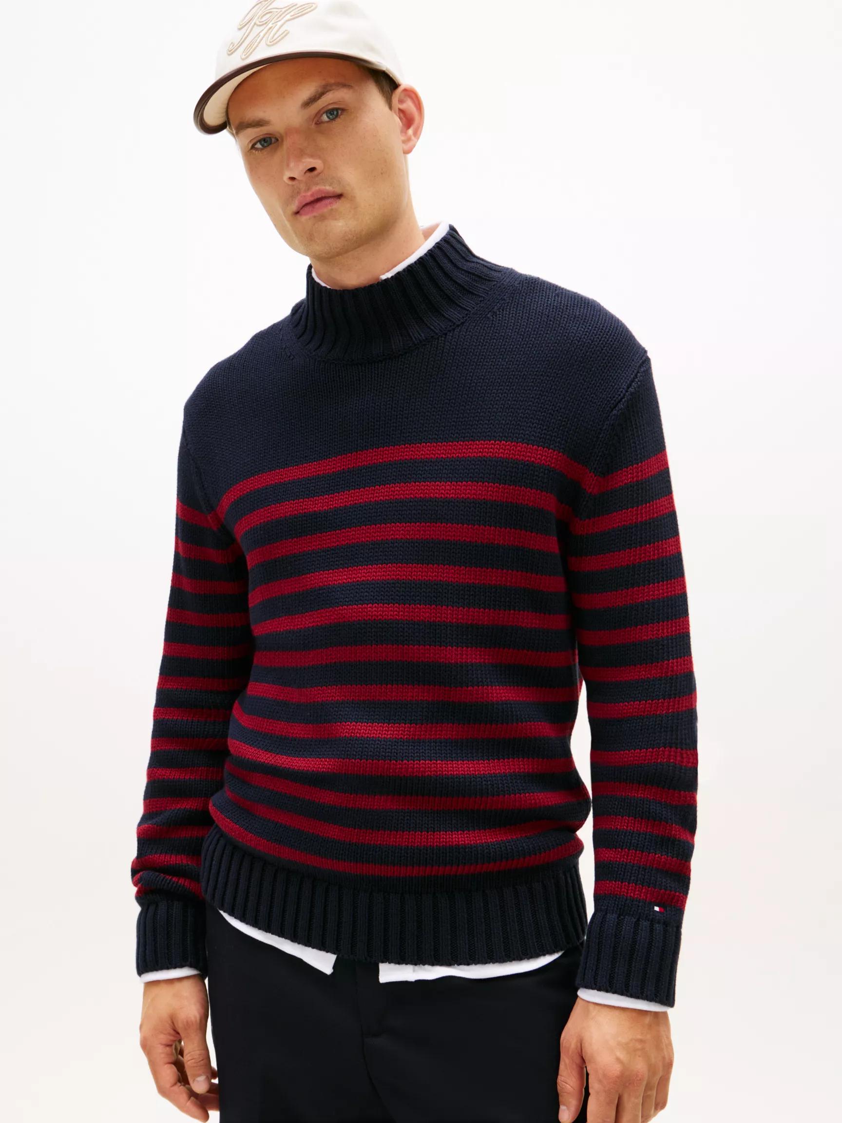 Relaxed Breton Stripe Mockneck Sweater by TOMMY HILFIGER