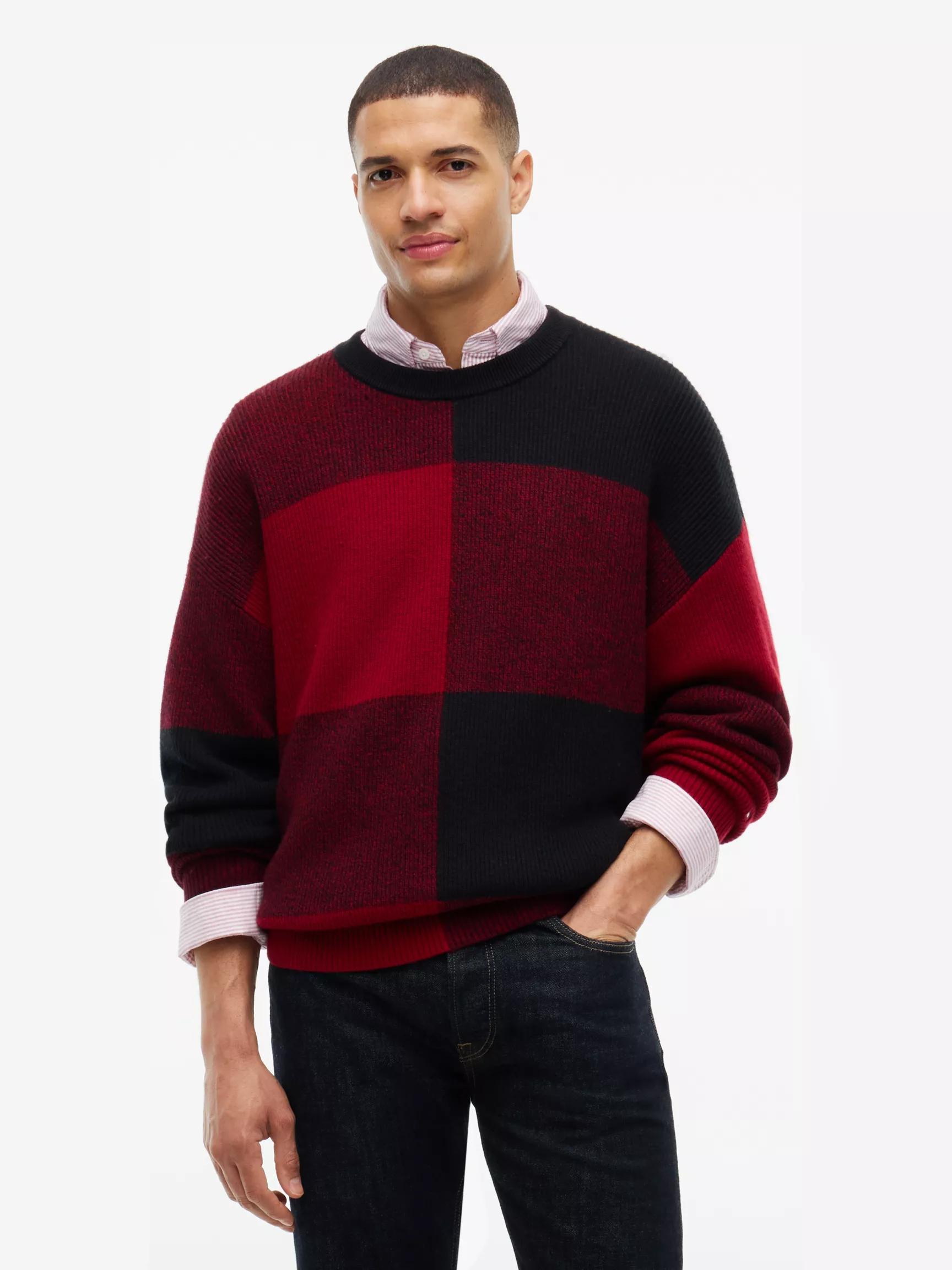 Relaxed Buffalo Check Wool-Blend Sweater by TOMMY HILFIGER