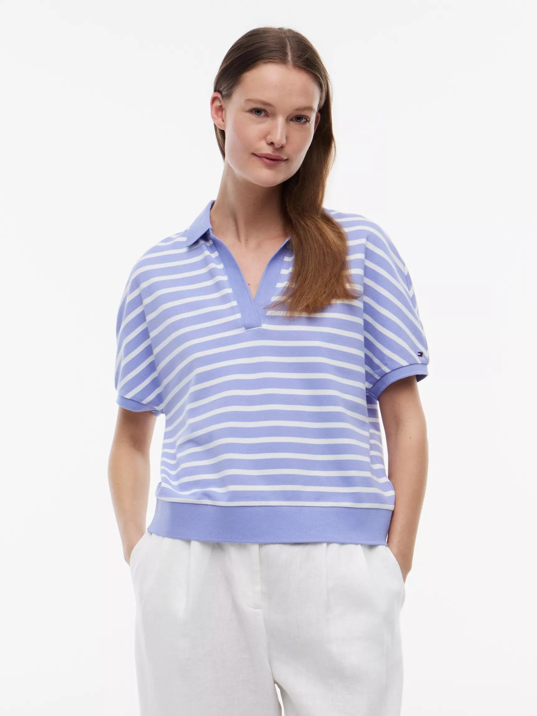Relaxed Fit Heathered Stripe Polo by TOMMY HILFIGER