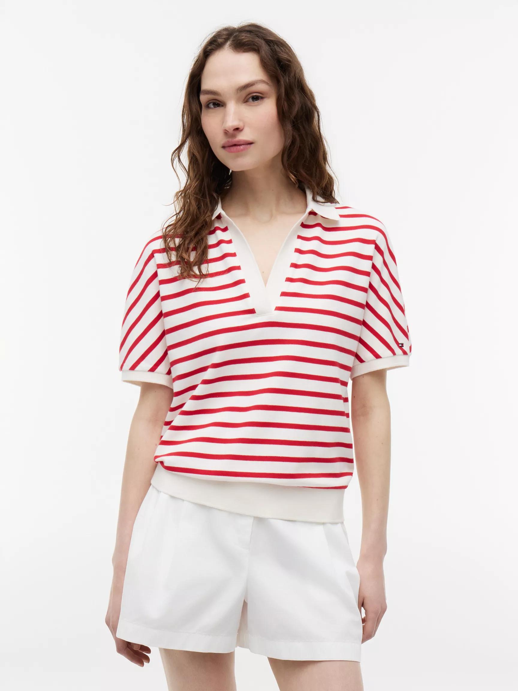 Relaxed Fit Heathered Stripe Polo by TOMMY HILFIGER