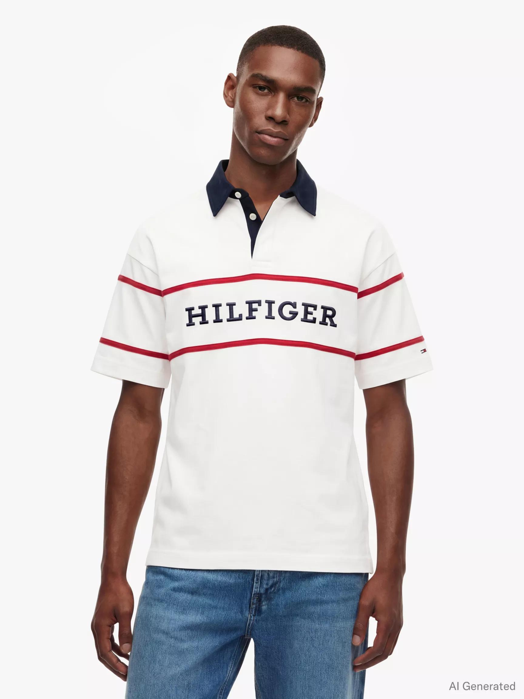 Relaxed Fit Hilfiger Logo Rugby Polo by TOMMY HILFIGER