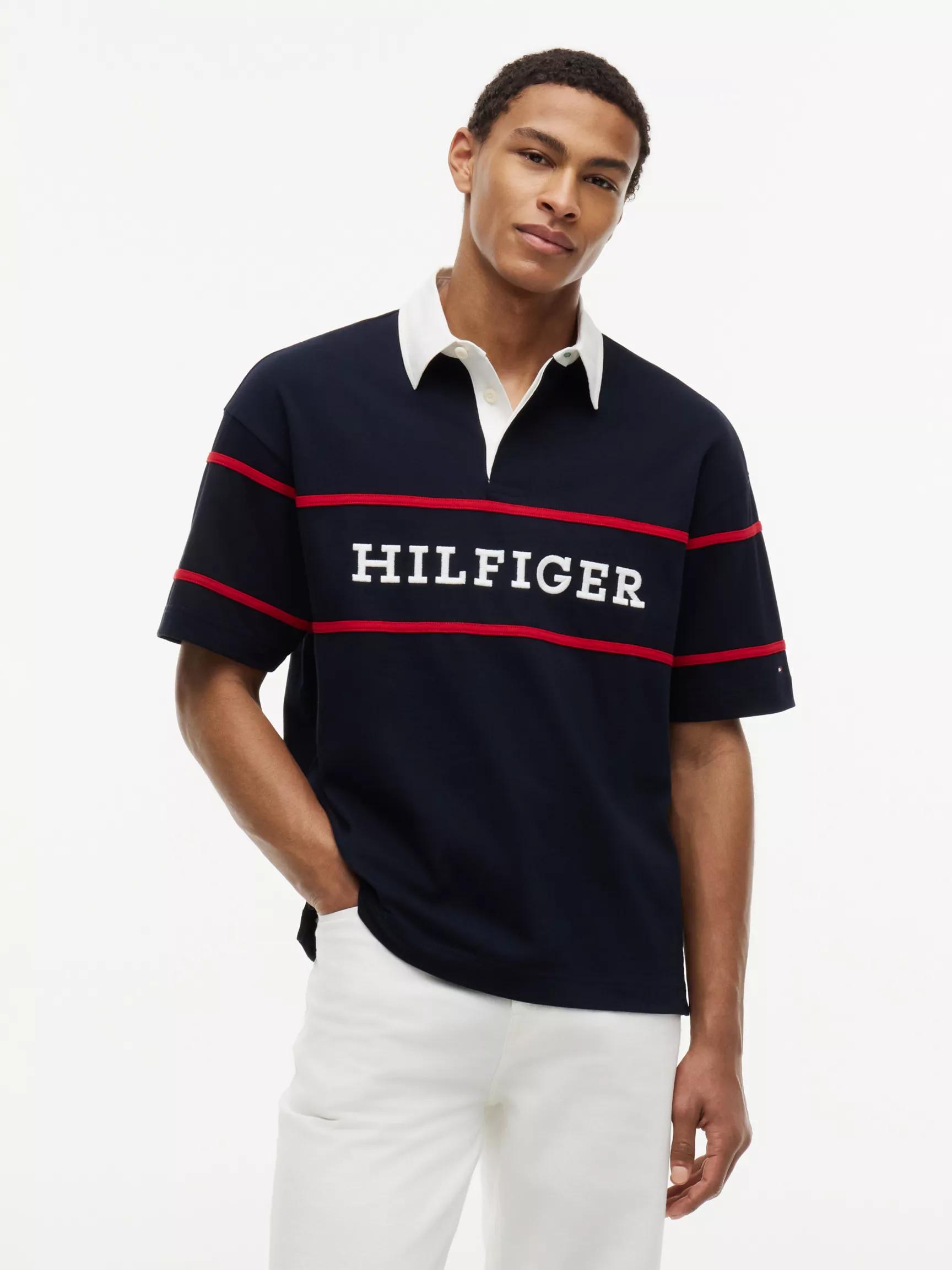 Relaxed Fit Hilfiger Logo Rugby Polo by TOMMY HILFIGER