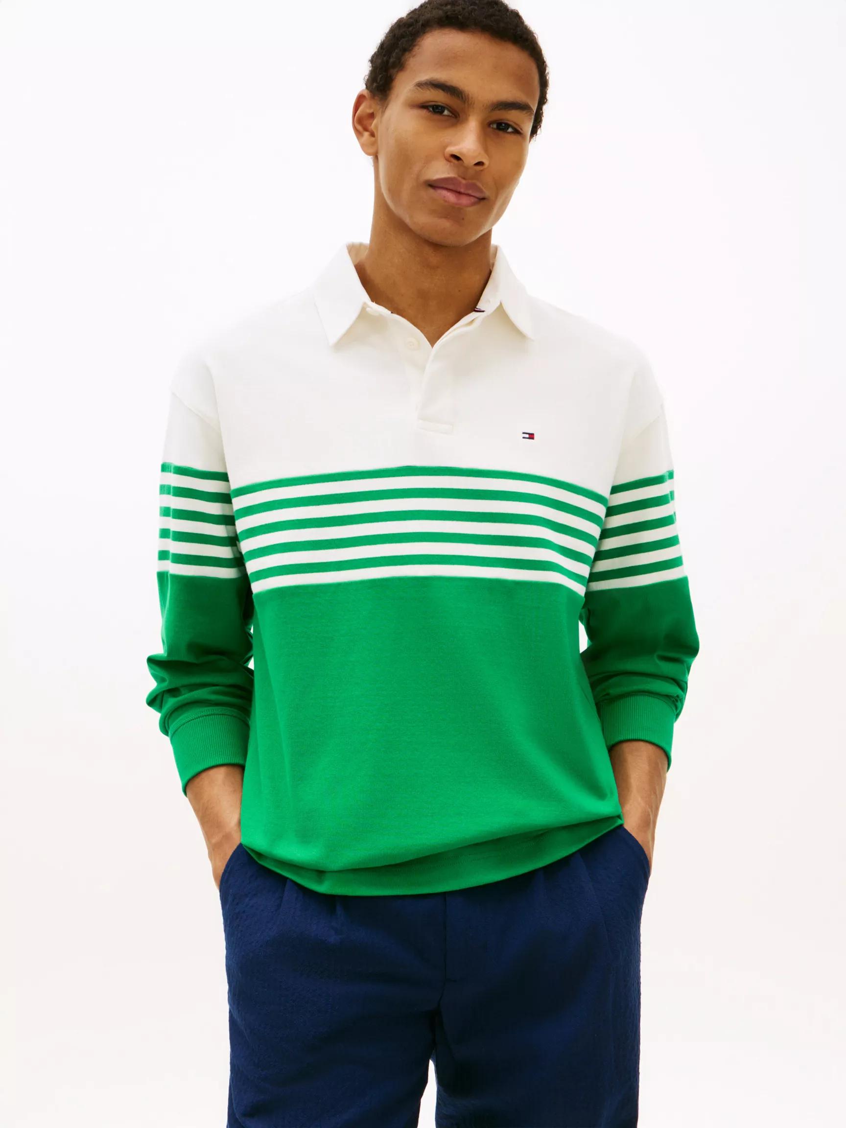 Relaxed Fit Long-Sleeve Colorblock Polo by TOMMY HILFIGER