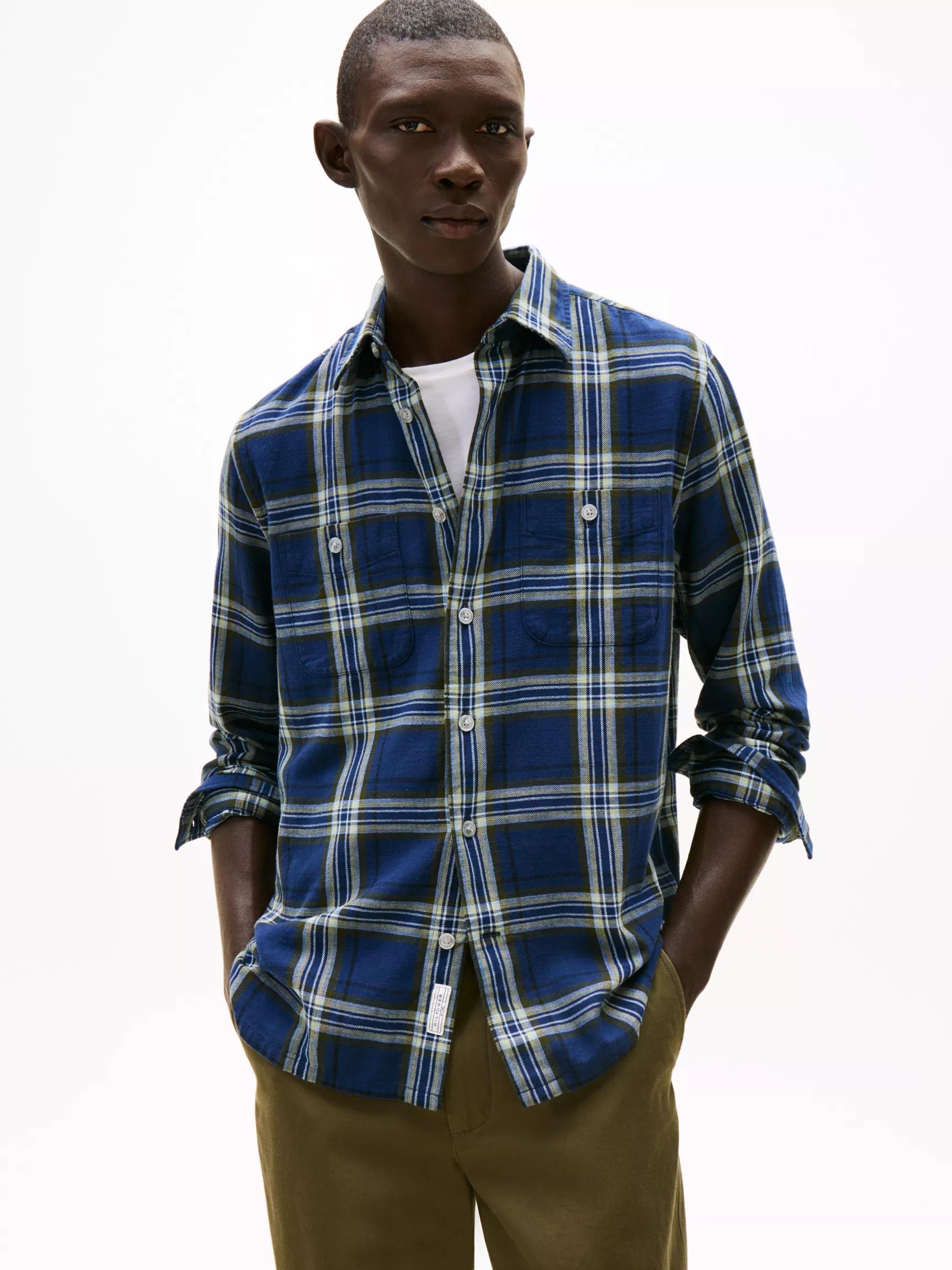 Relaxed Fit Plaid Slub Cotton Shirt by TOMMY HILFIGER