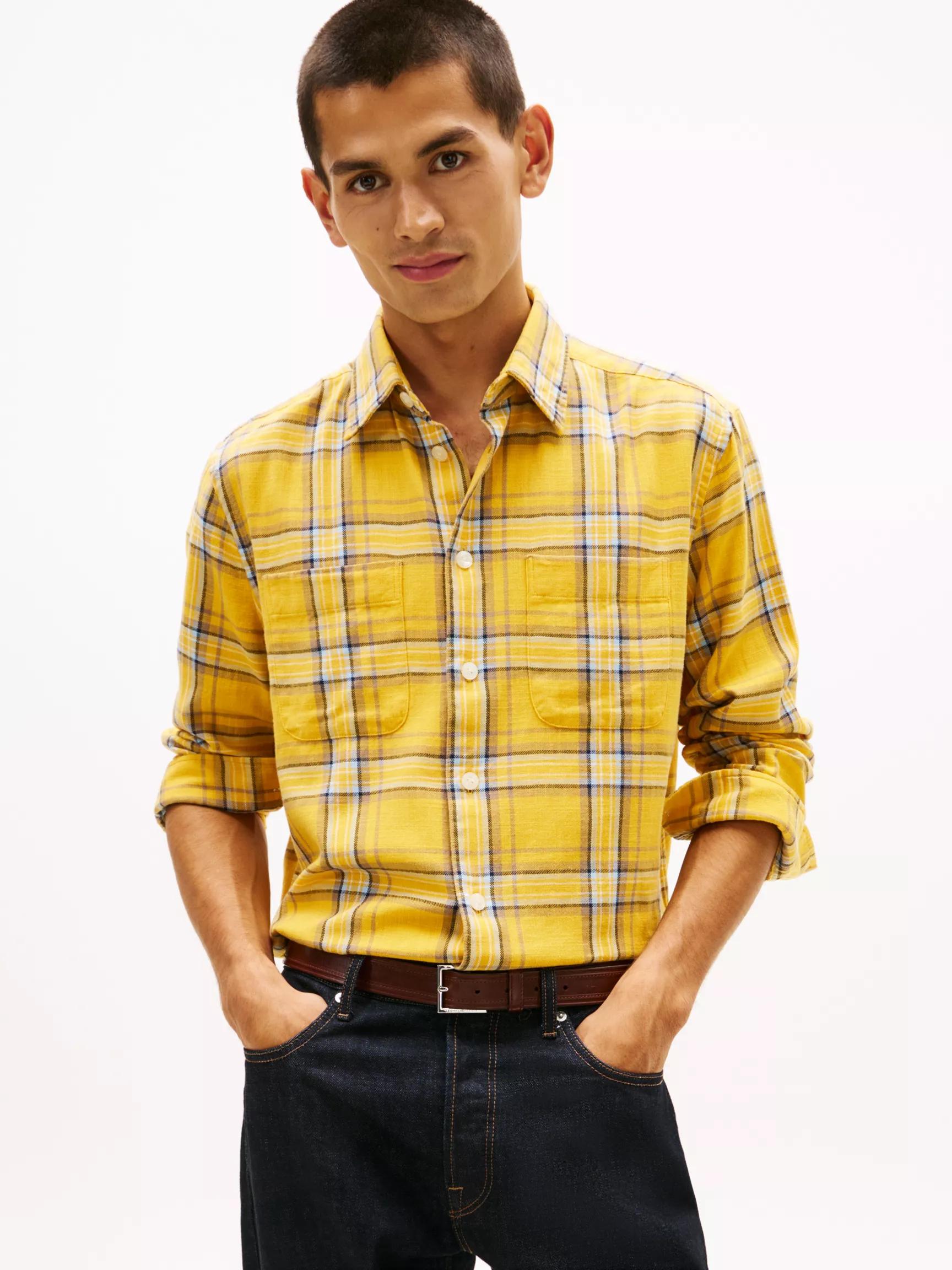 Relaxed Fit Plaid Slub Cotton Shirt by TOMMY HILFIGER