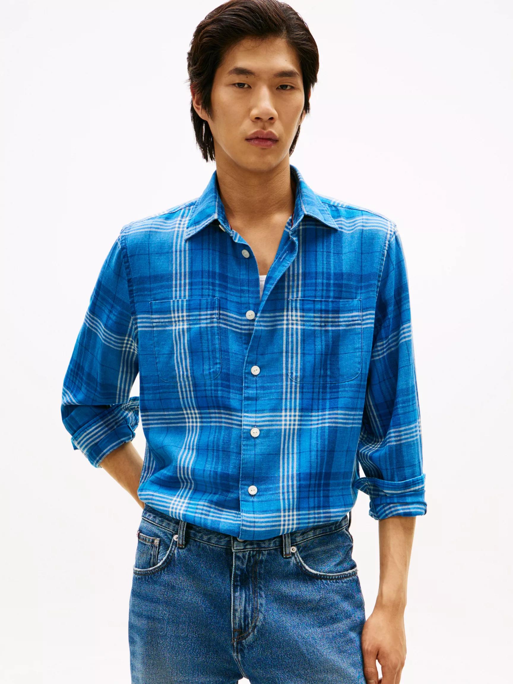 Relaxed Fit Plaid Slub Cotton Shirt by TOMMY HILFIGER
